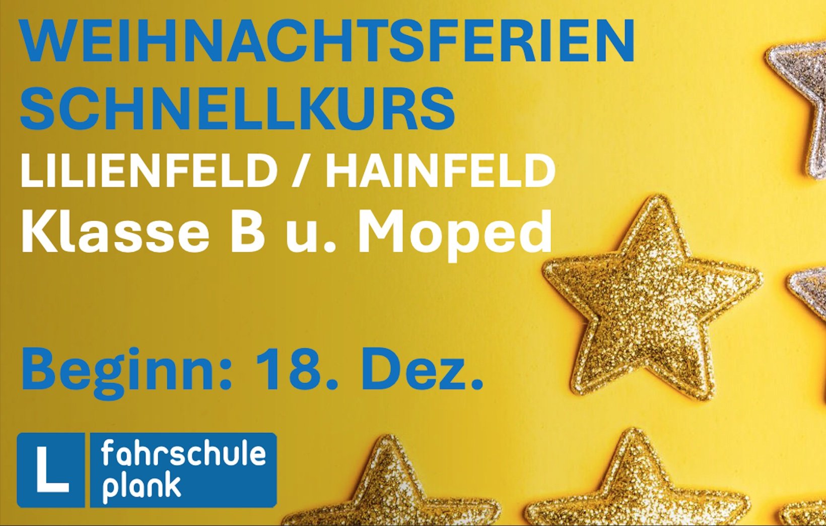 WEIHNACHTSKURS: Beginn am 18. Dezember