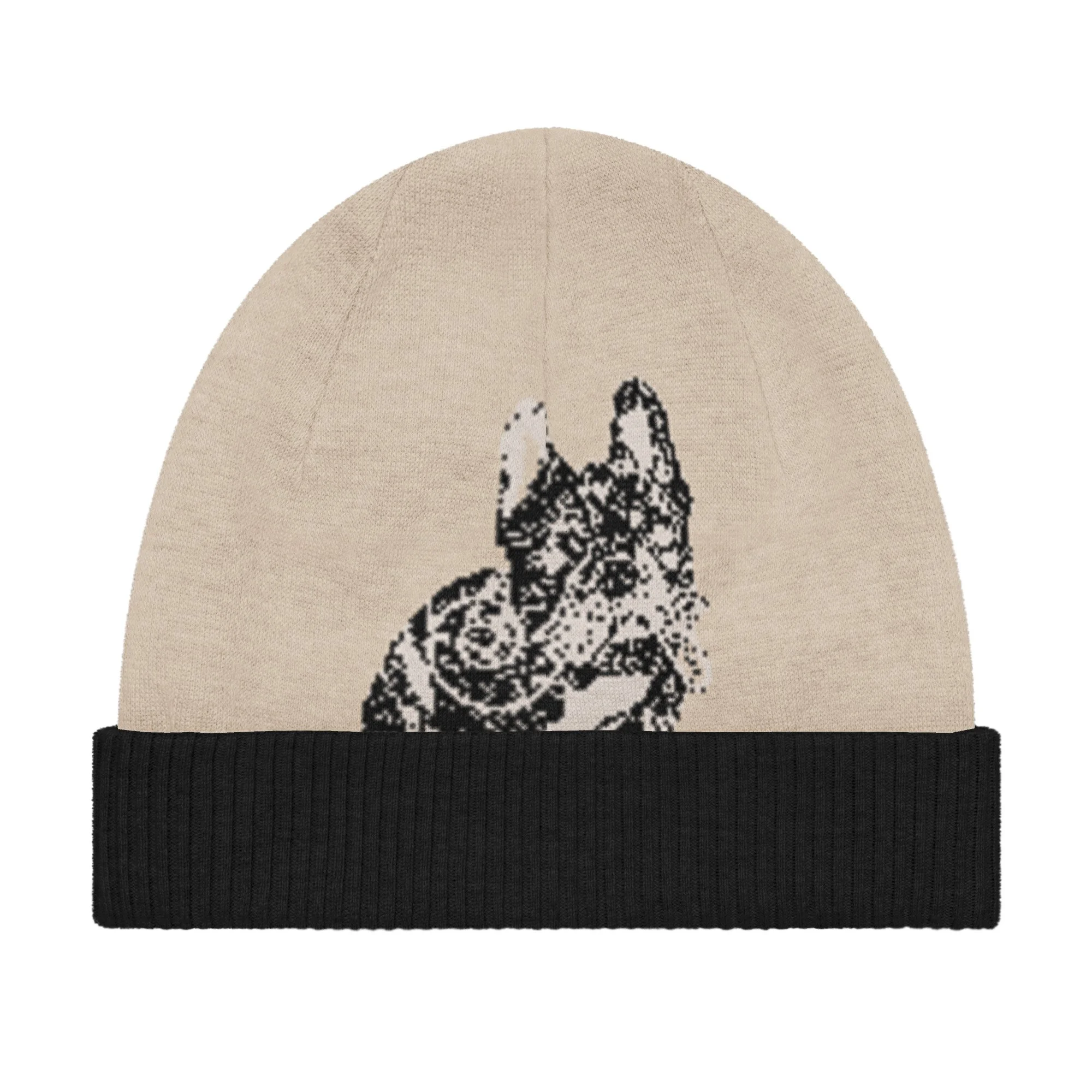 Knitted portrait beanie