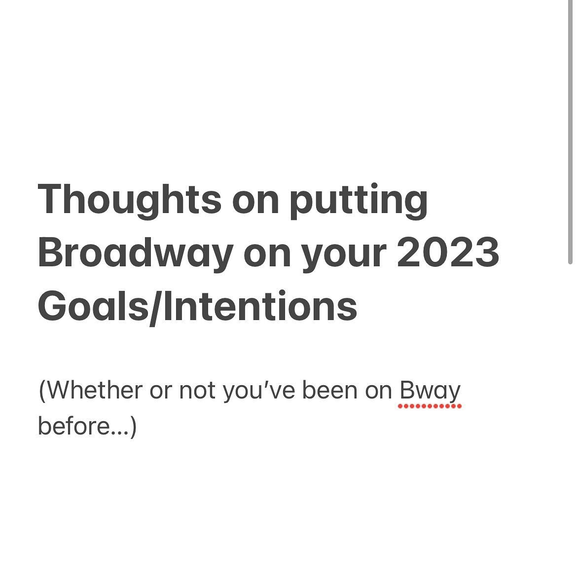 Why putting &ldquo;Broadway&rdquo; may or may not be serving you ❤️

I&rsquo;m also going to say this - the list of alternative goals/intentions&hellip;I guarantee you there are MANY folks on Broadway, &ldquo;living the dream,&rdquo; who are not oper