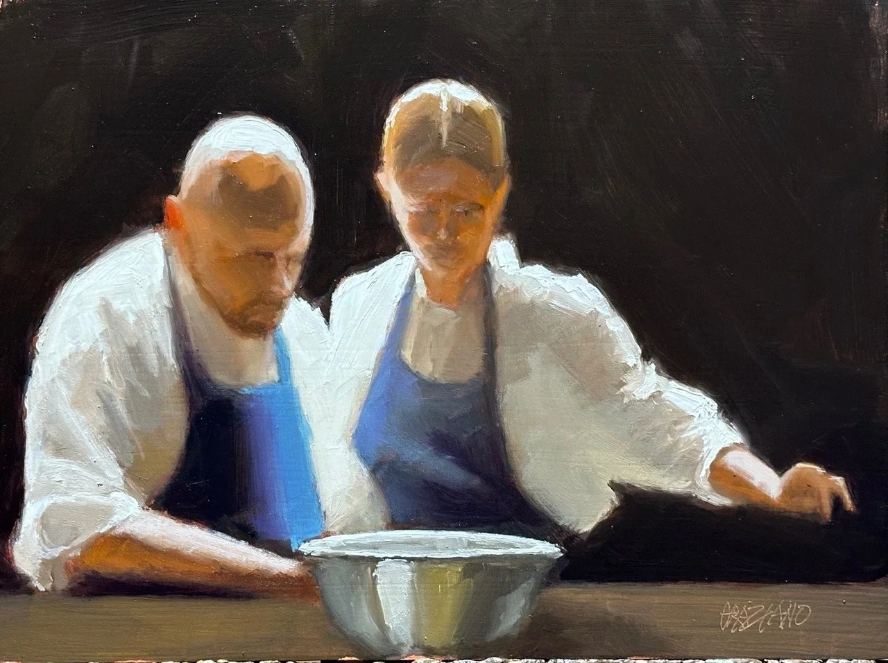 "Shoulder To Shoulder" oil 9 x 12 $1600