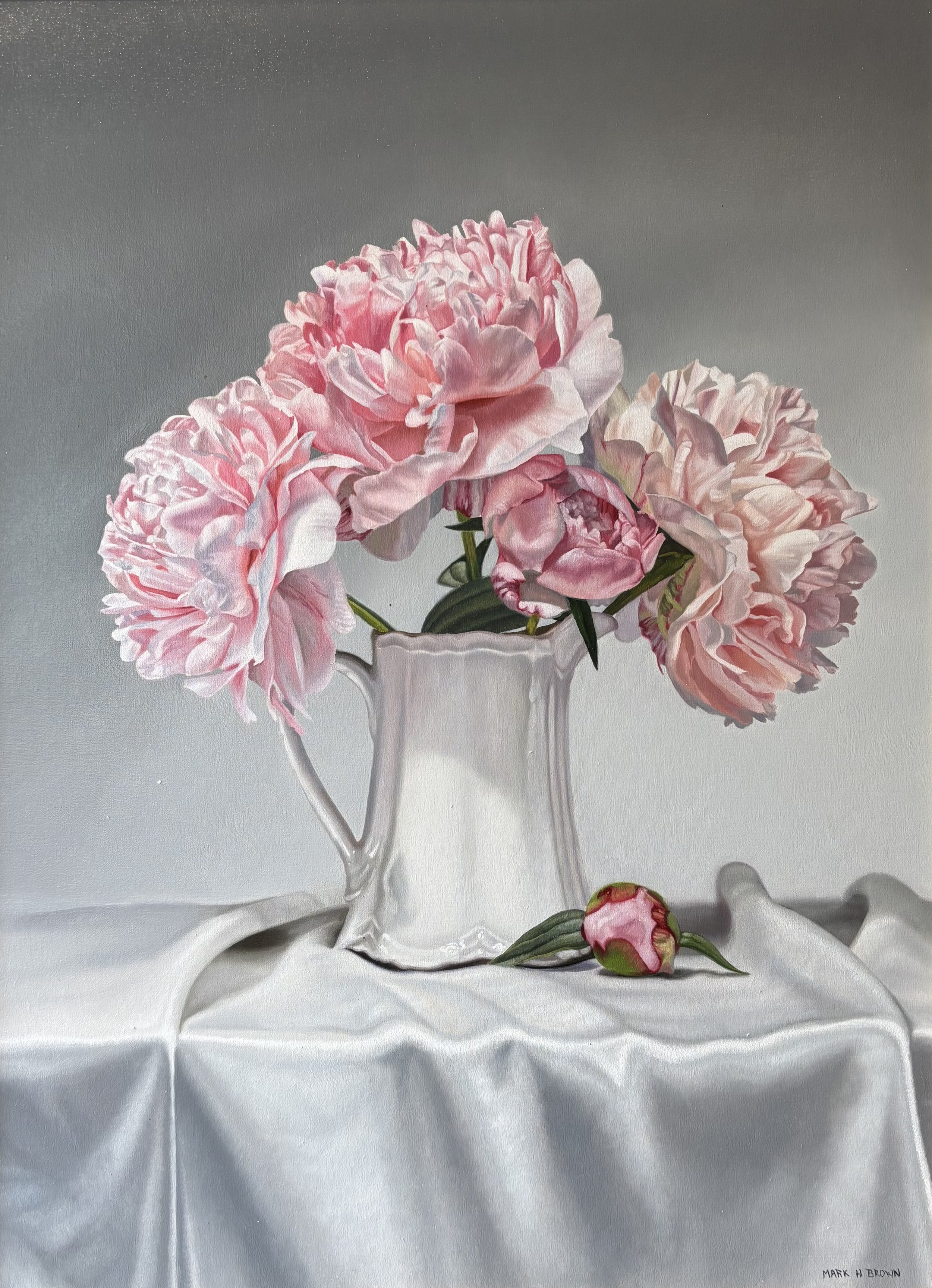 "Peonies in a Pitcher" original oil, 18"x24", $3800.00