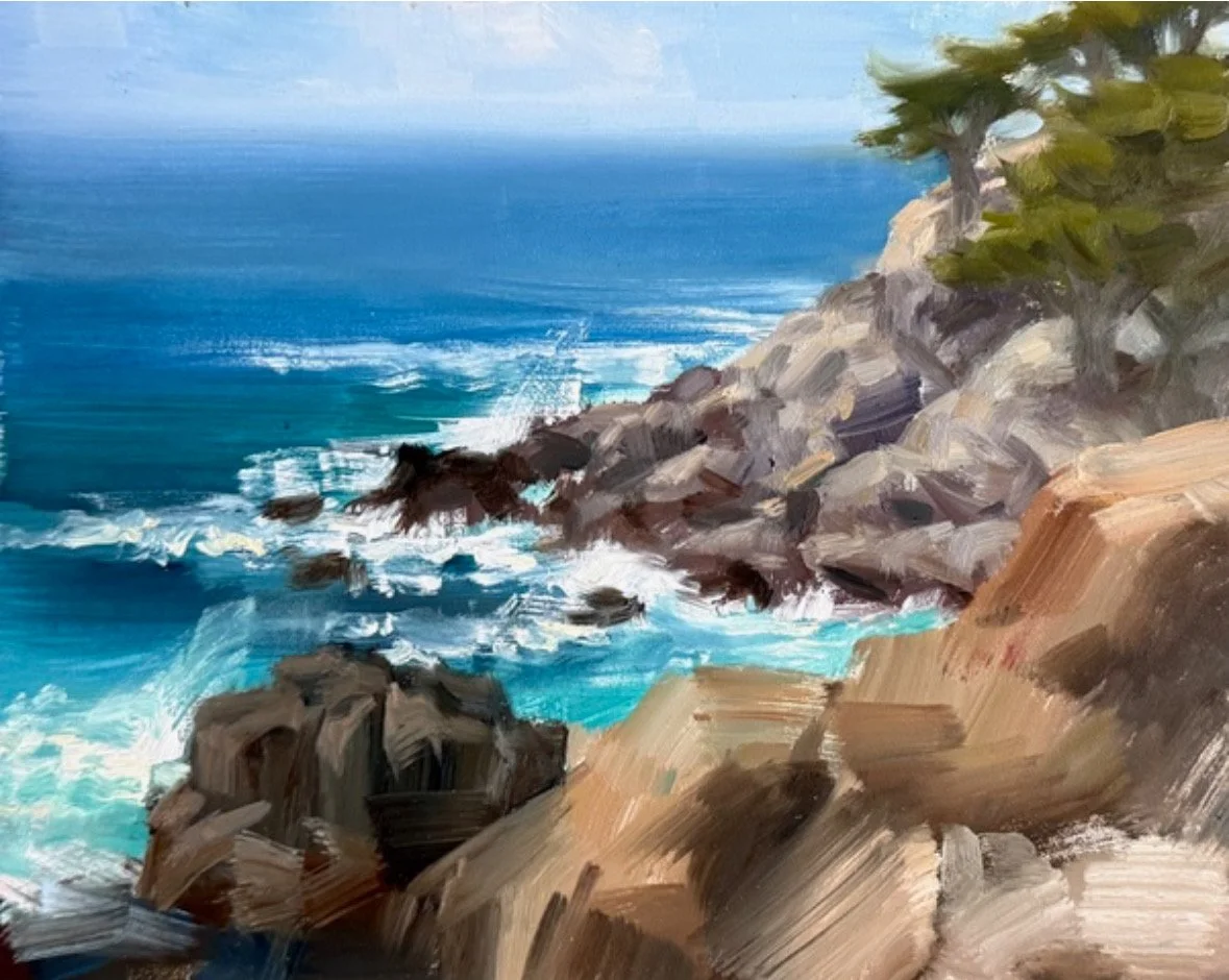 "Waves and Rocks Along the Shore" original oil, 8"x10", $1000.00