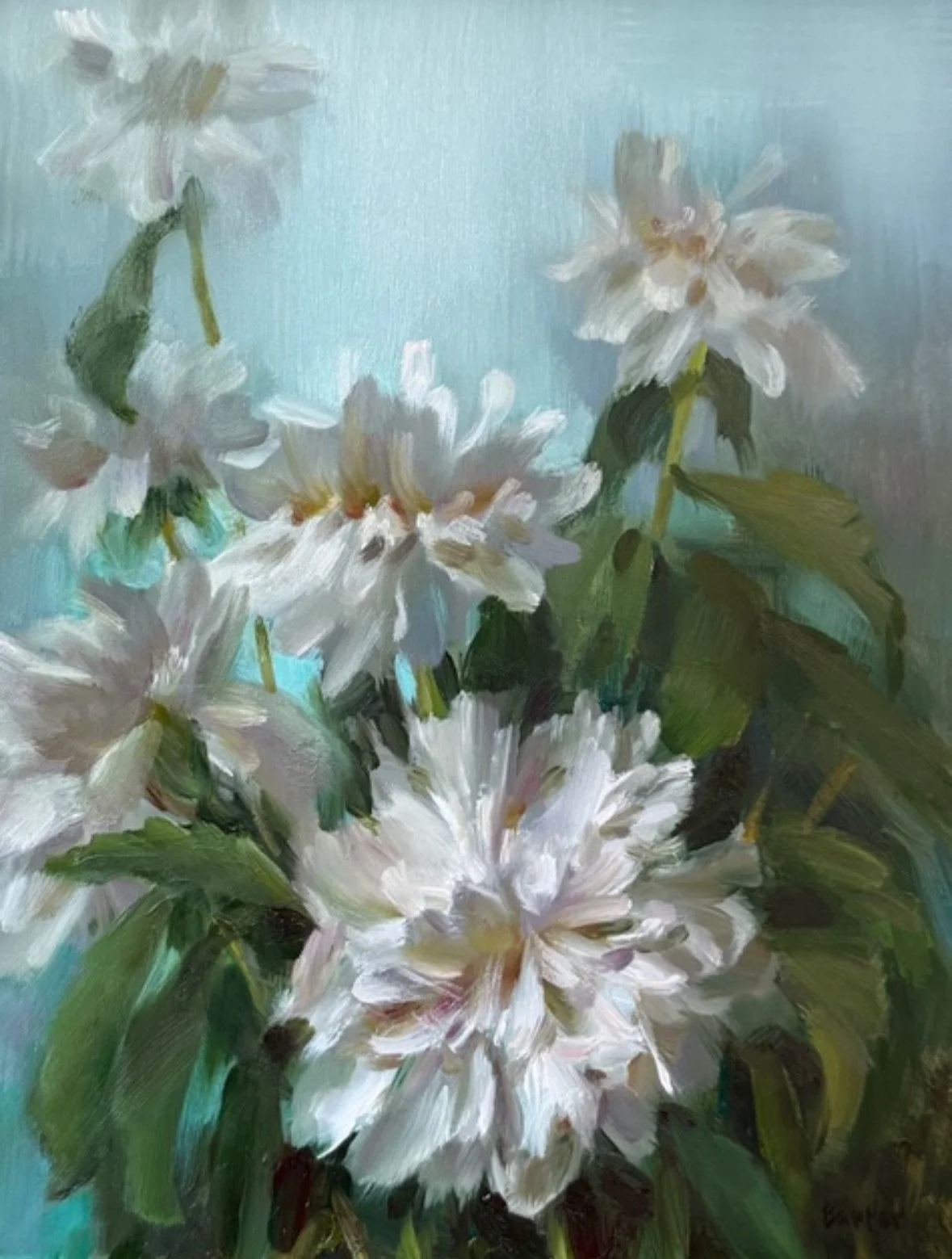 "Peony Garden" original oil, 9"x12", $1250.00