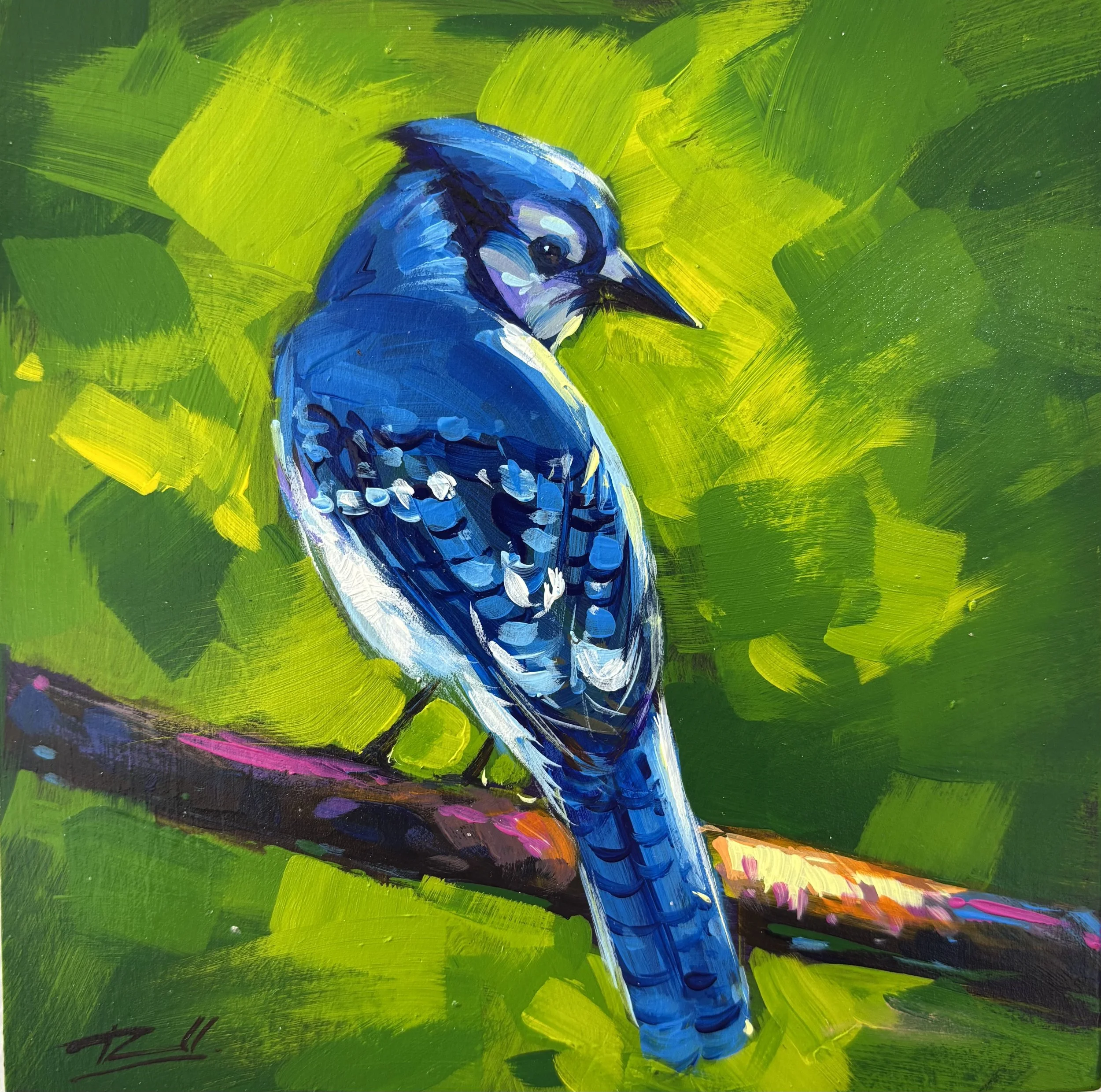 "Bird 31" original acrylic, 6"x6", $200.00