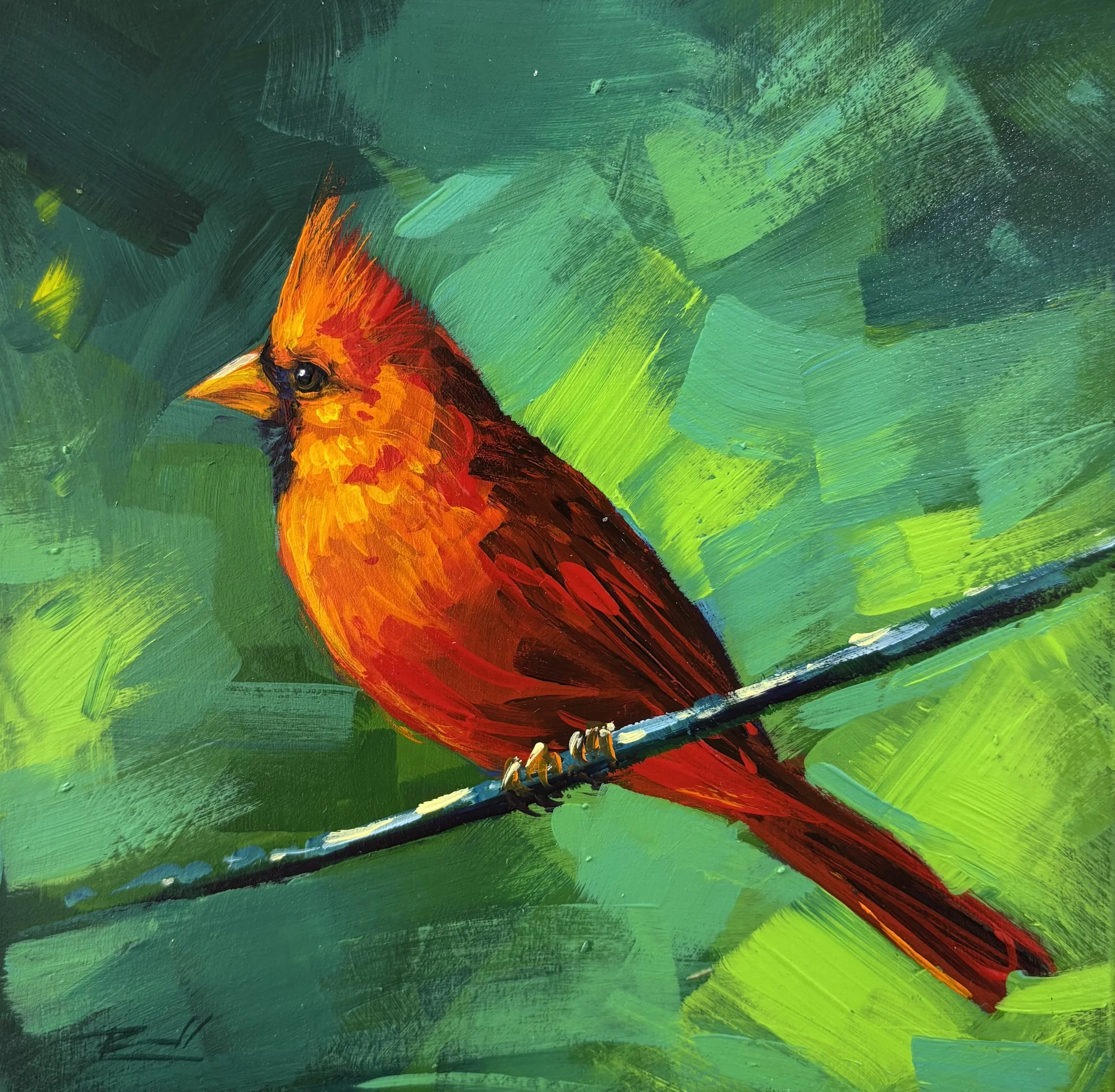 "Bird 30" original acrylic, 6"x6", $200.00