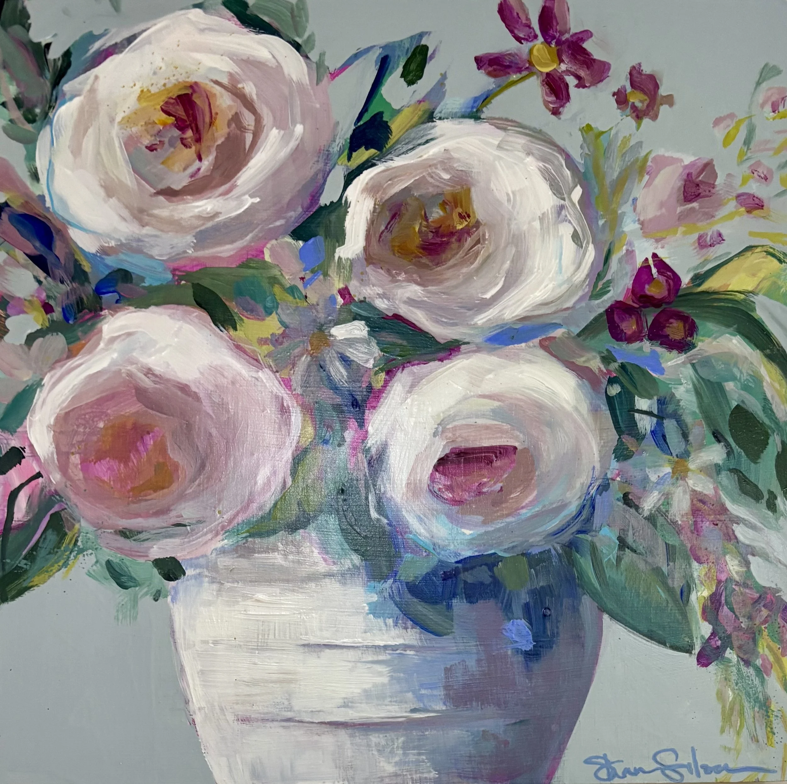 "Summer Flowers" original acrylic, 10"x10", $300.00