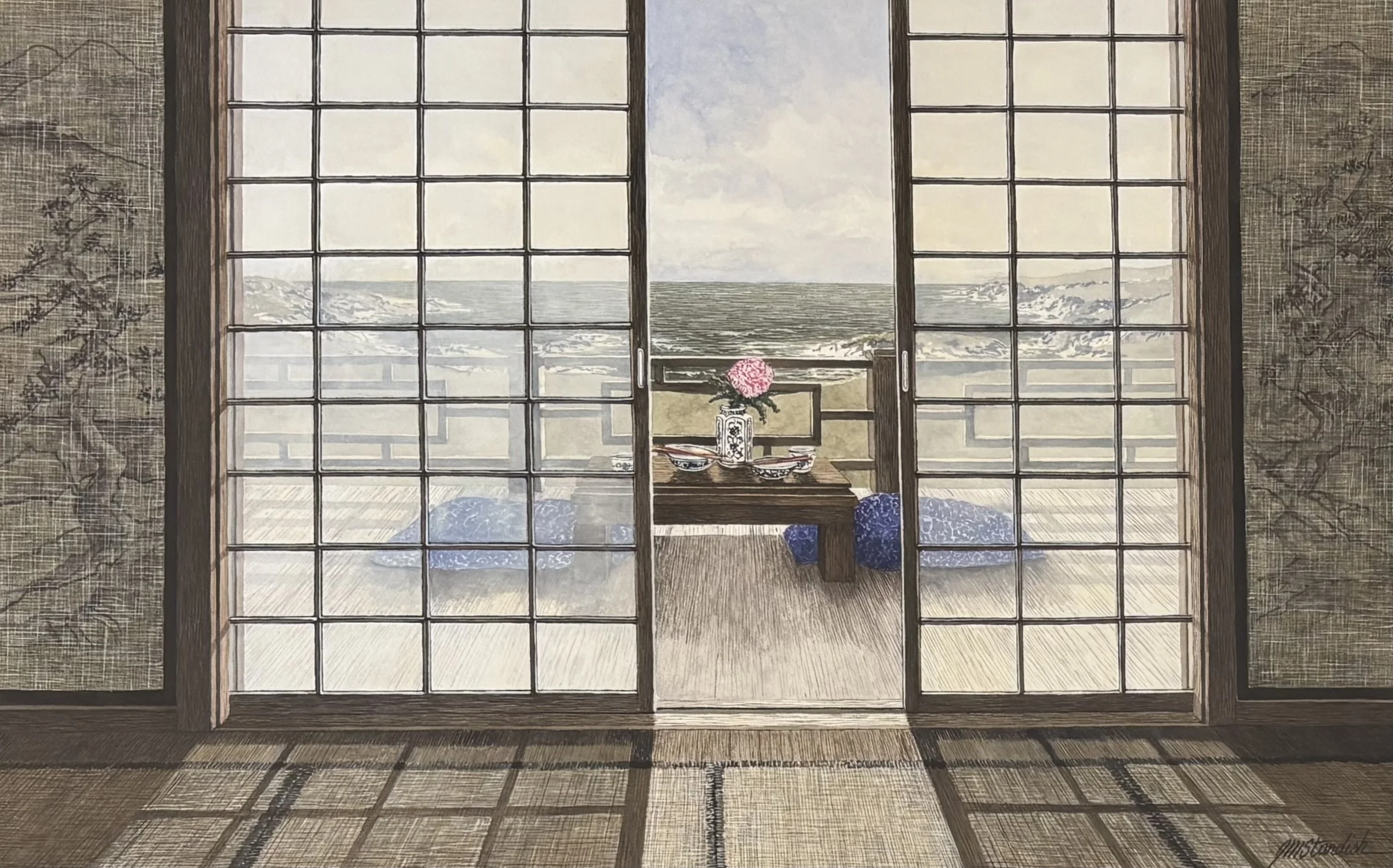 "A Peaceful Ritual" original watercolor, outside dimensions 23.5"x31", $2800.00