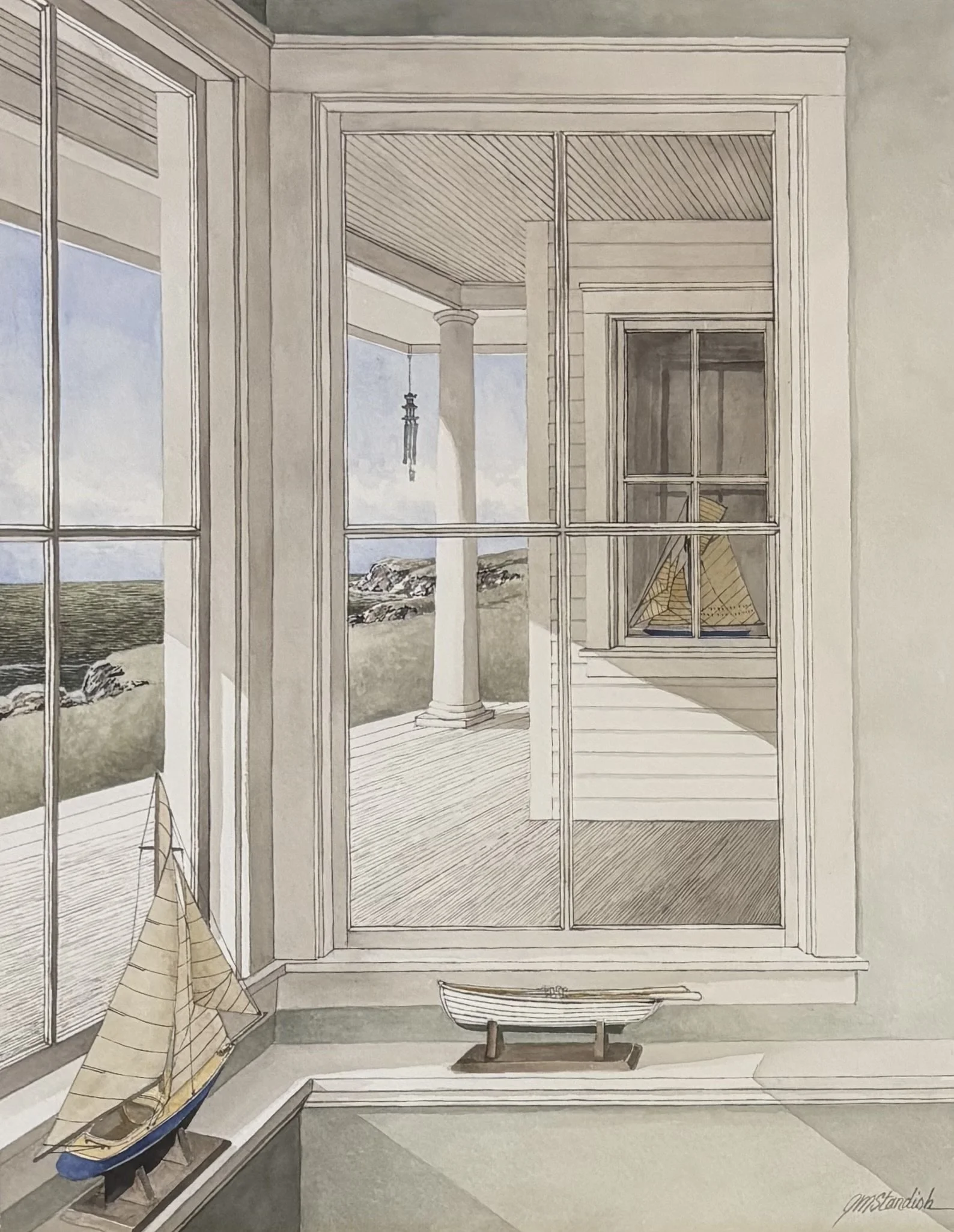 "All Ashore" original watercolor, outside dimensions 21"x25.5", $1800.00-SOLD