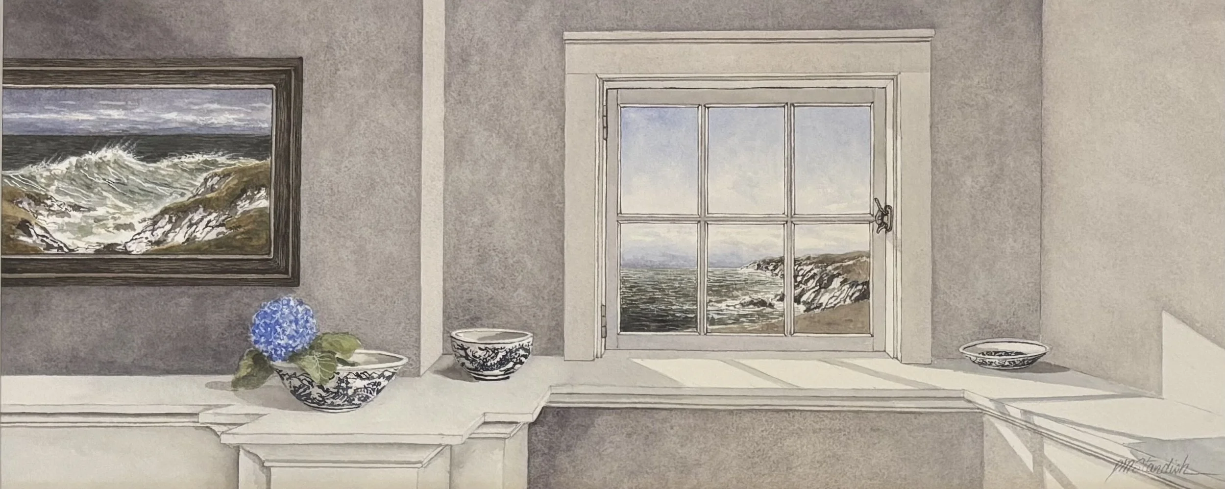 "Local Inspiration" original watercolor, outside dimensions 15.5"x27.5", $1600.00