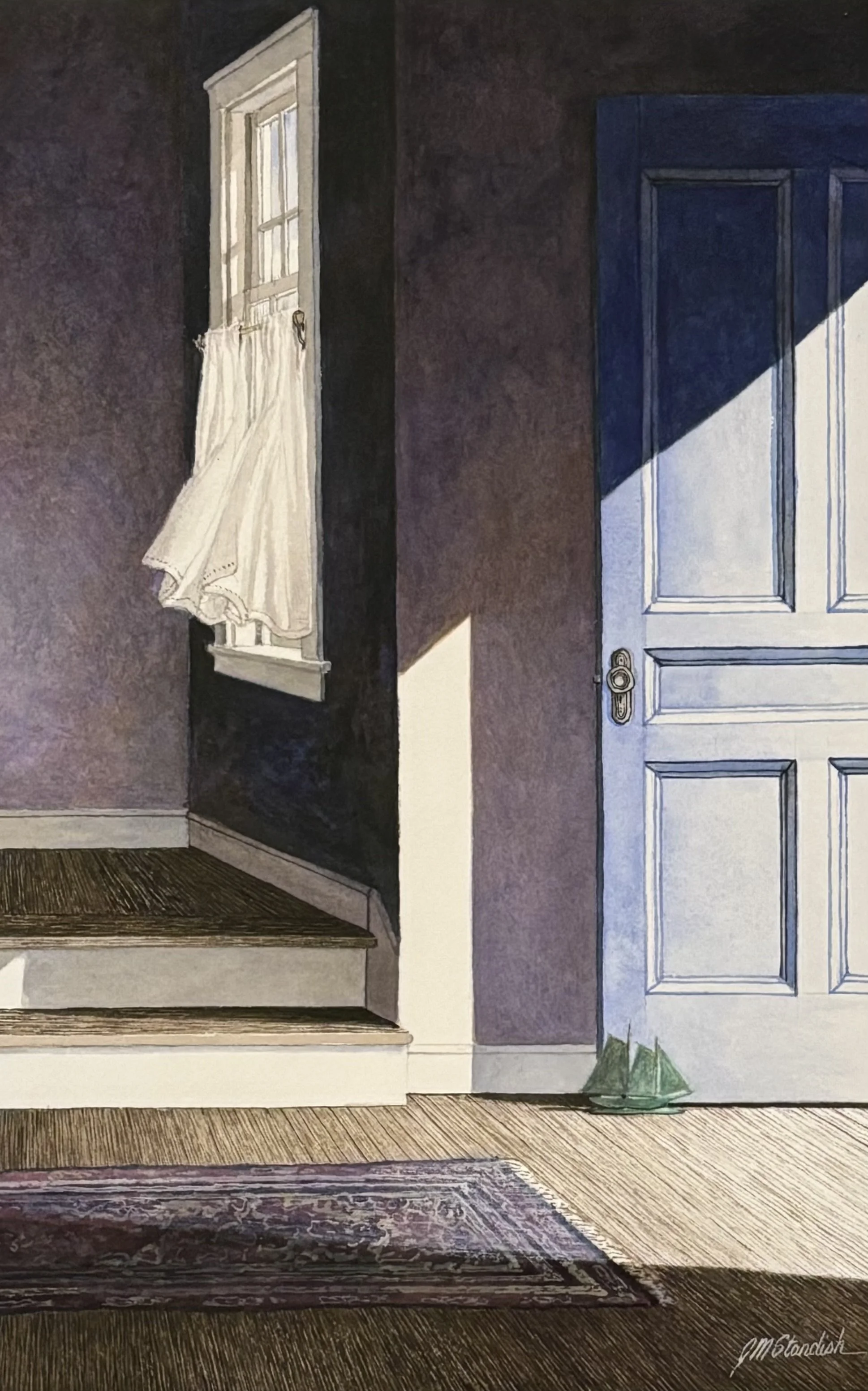 "Upwind" original watercolor, outside dimensions 16"x22", $900.00