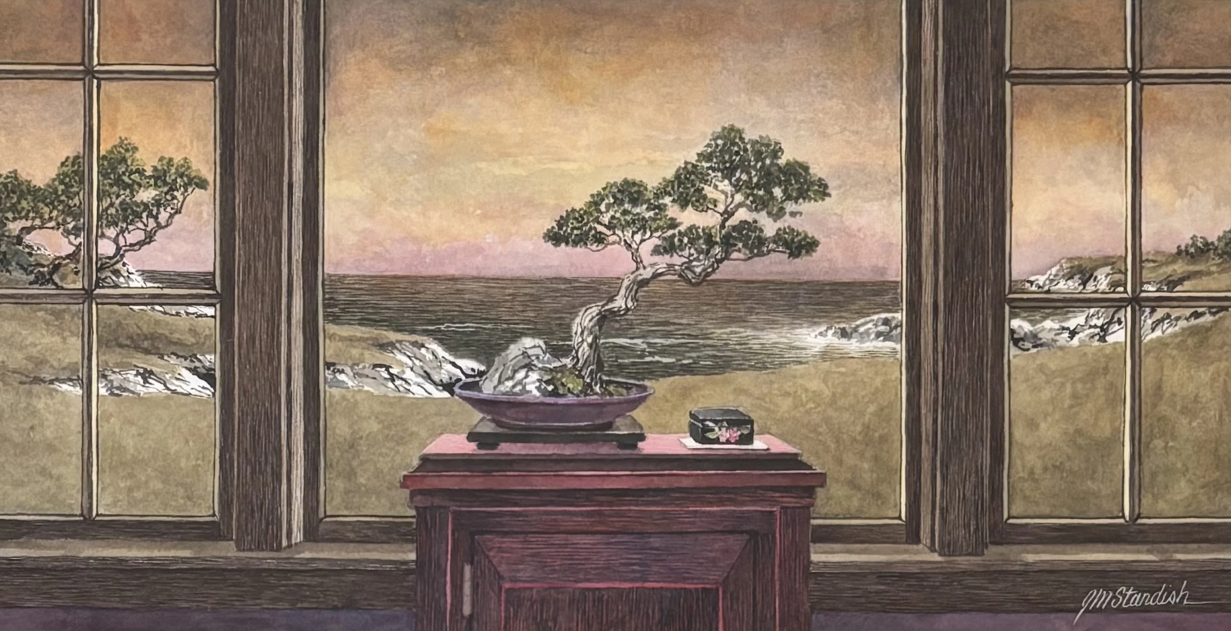 "Distant Relatives" original watercolor, outside dimensions 16"x23", $1200.00