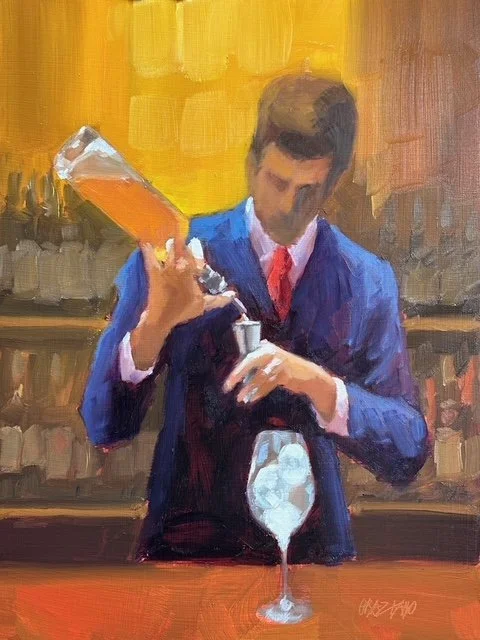 “Signature Cocktail”, original oil,  16"x12", $2800.00