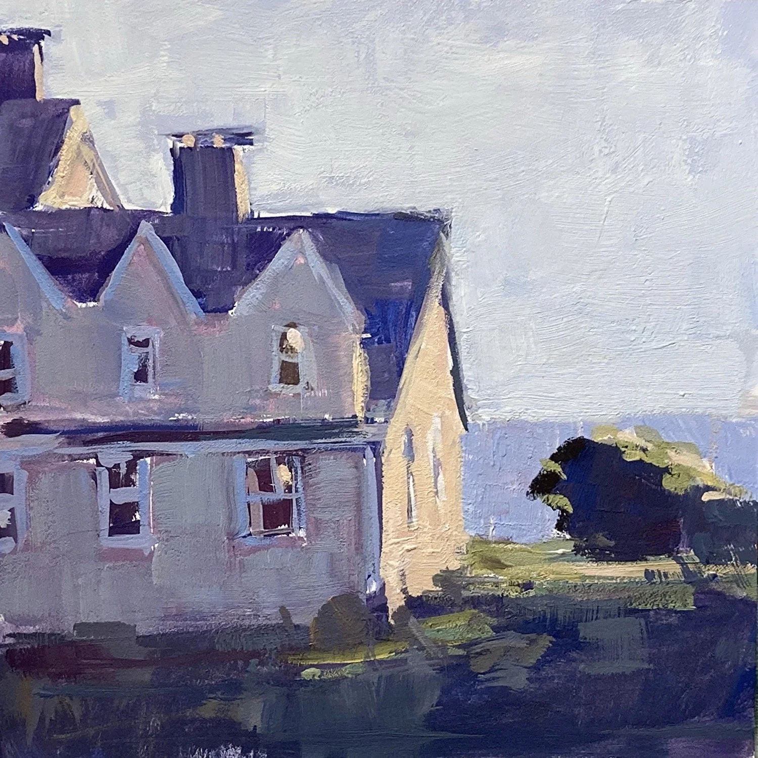"Ocean Morning" original casein, 6"x6", $600.00
