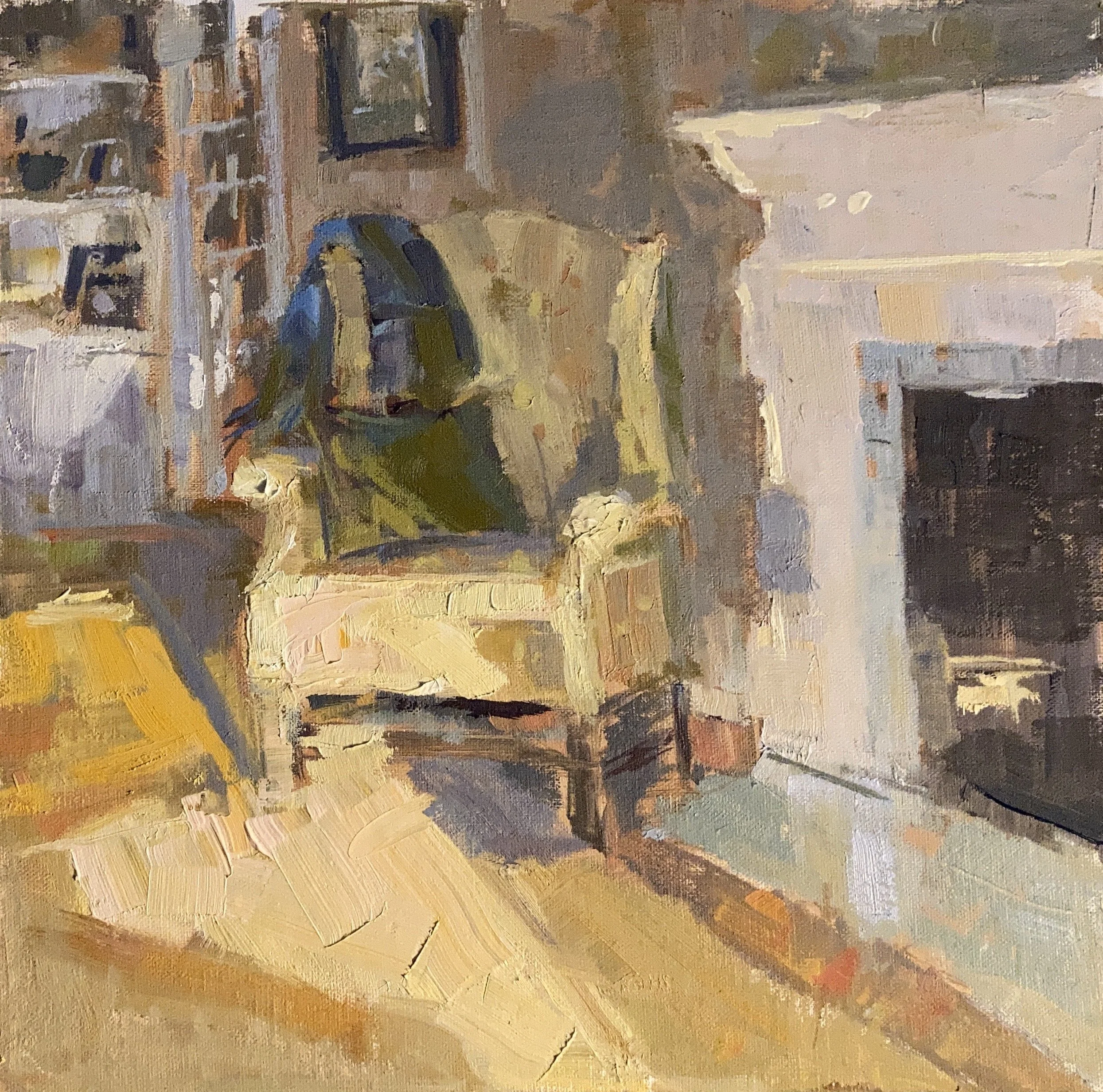 “Comfy Spot” original oil, 10"x10", $1000.00