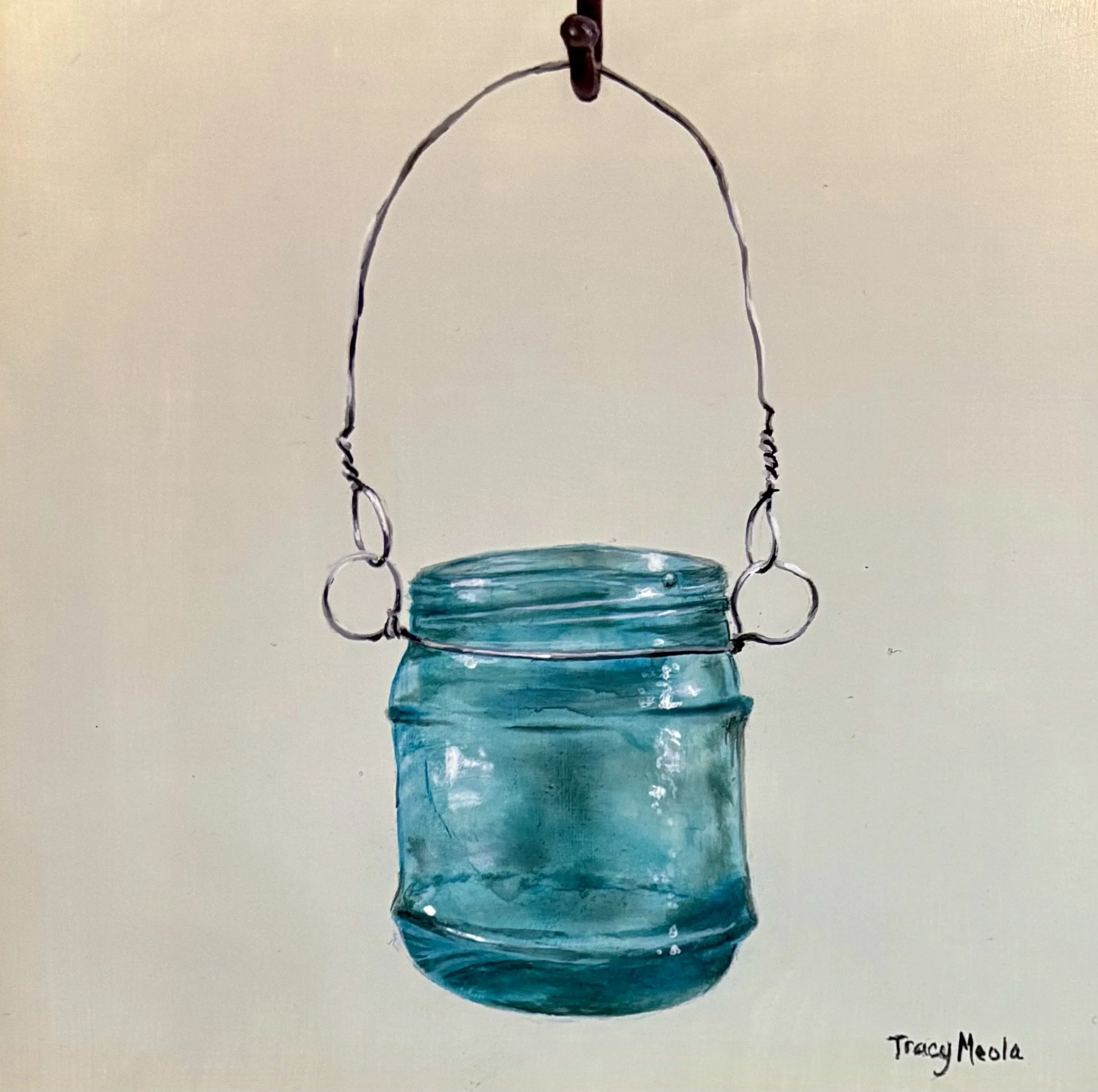"Hanging Glass Jar" original oil, 8"x8", $350.00