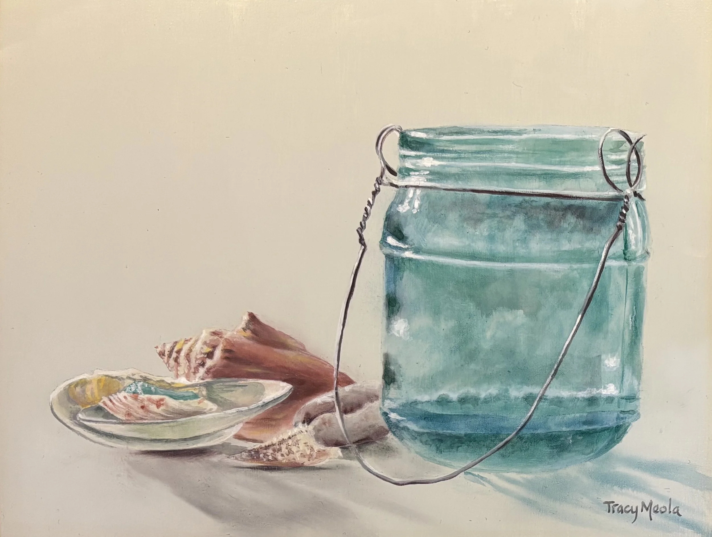 "Glass with Shells" original oil, 8"x10", $400.00