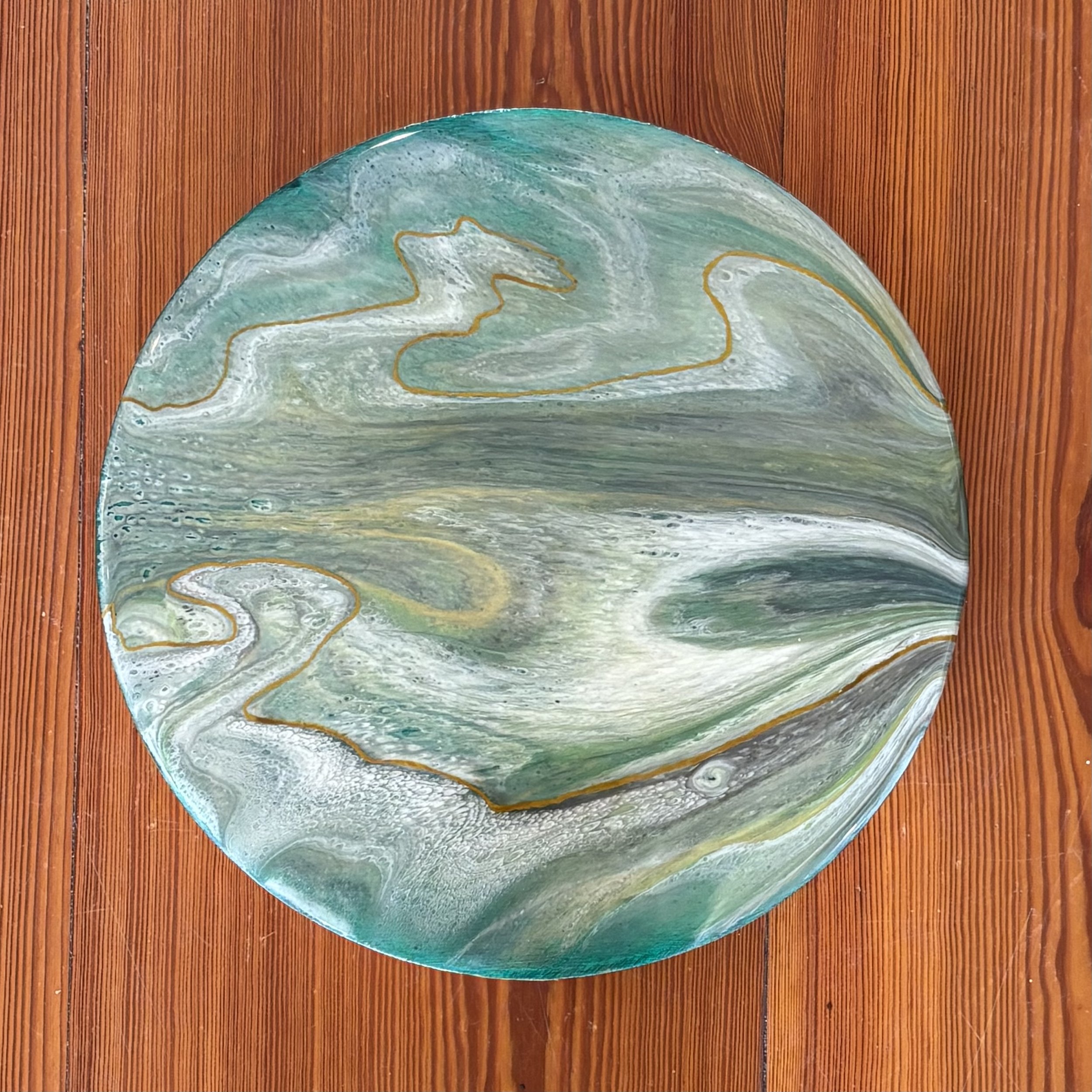 "Verdant", original epoxy resin, 10" round, $150.00