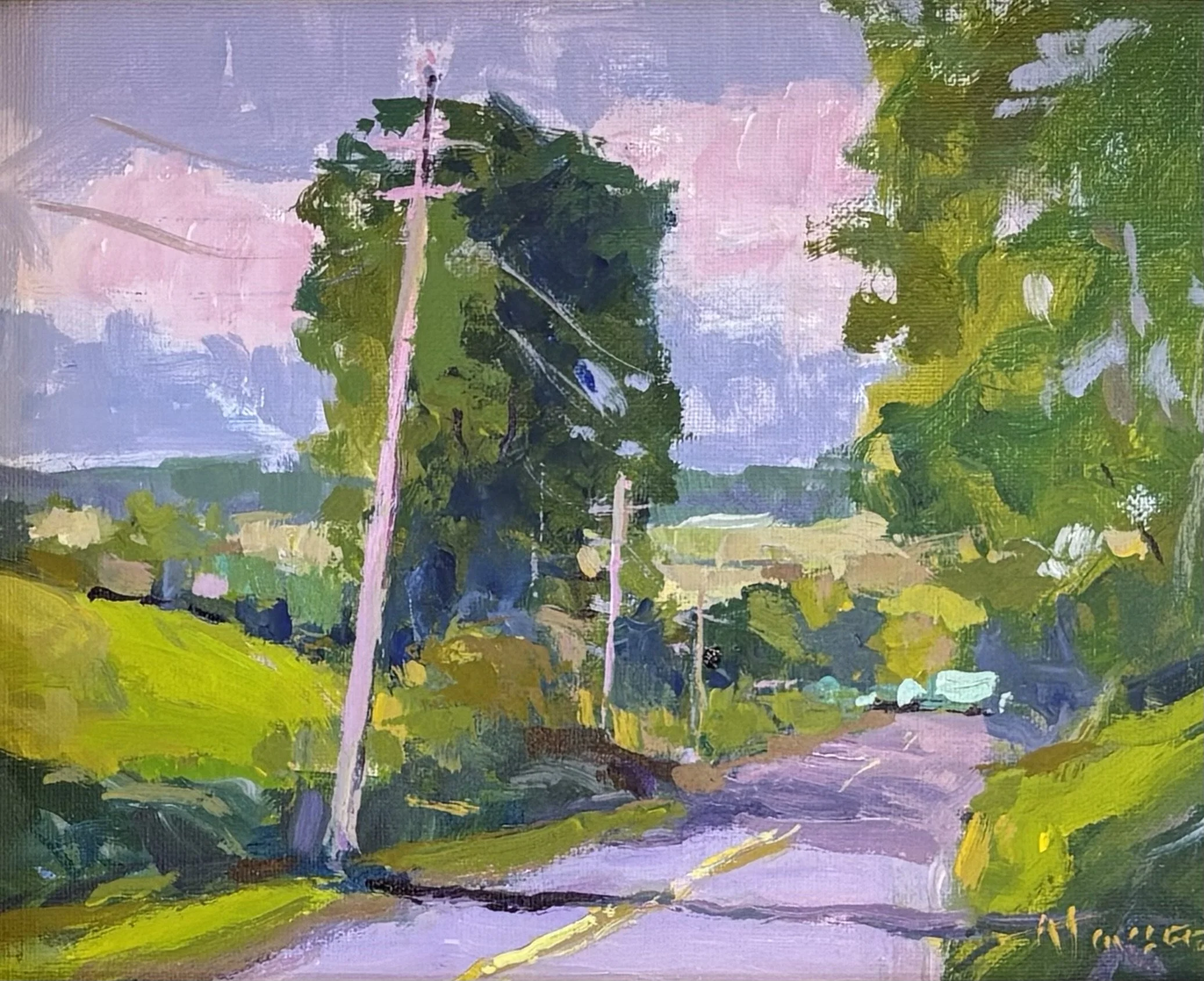 "Rural Road" original acrylic, 8"x10", $1100.00