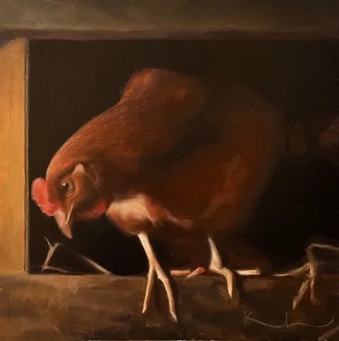 “Thinking Outside of the Box” original oil 12”x12” $700.00