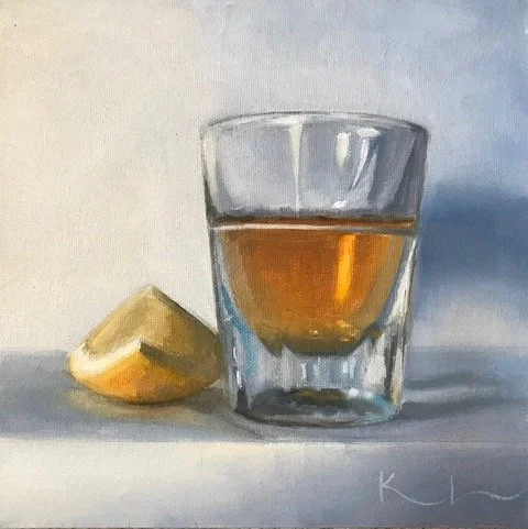 "Whiskey Sour" original oil, 8"x8", $425.00