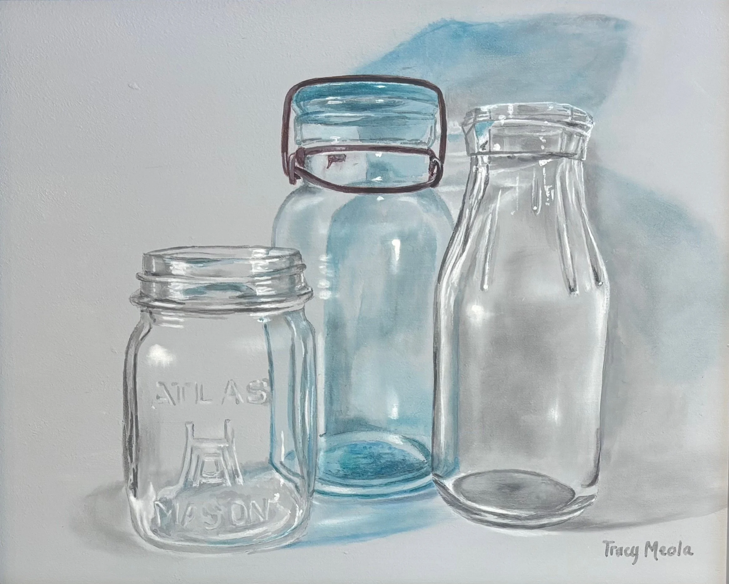 "Jar, Jar, Bottle" original acrylic, 8"x10", $400.00