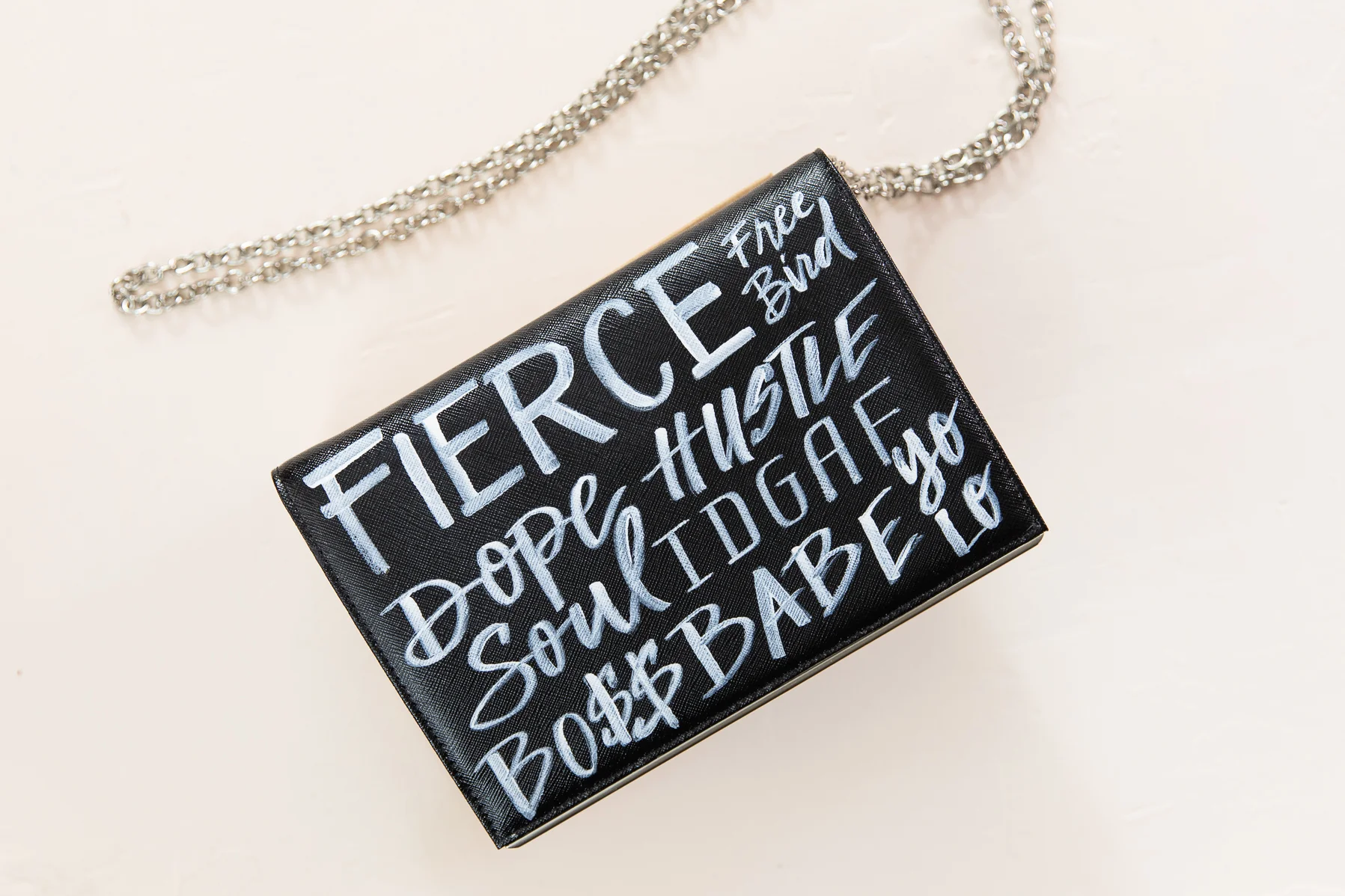 Graffiti-style Leather Clutch