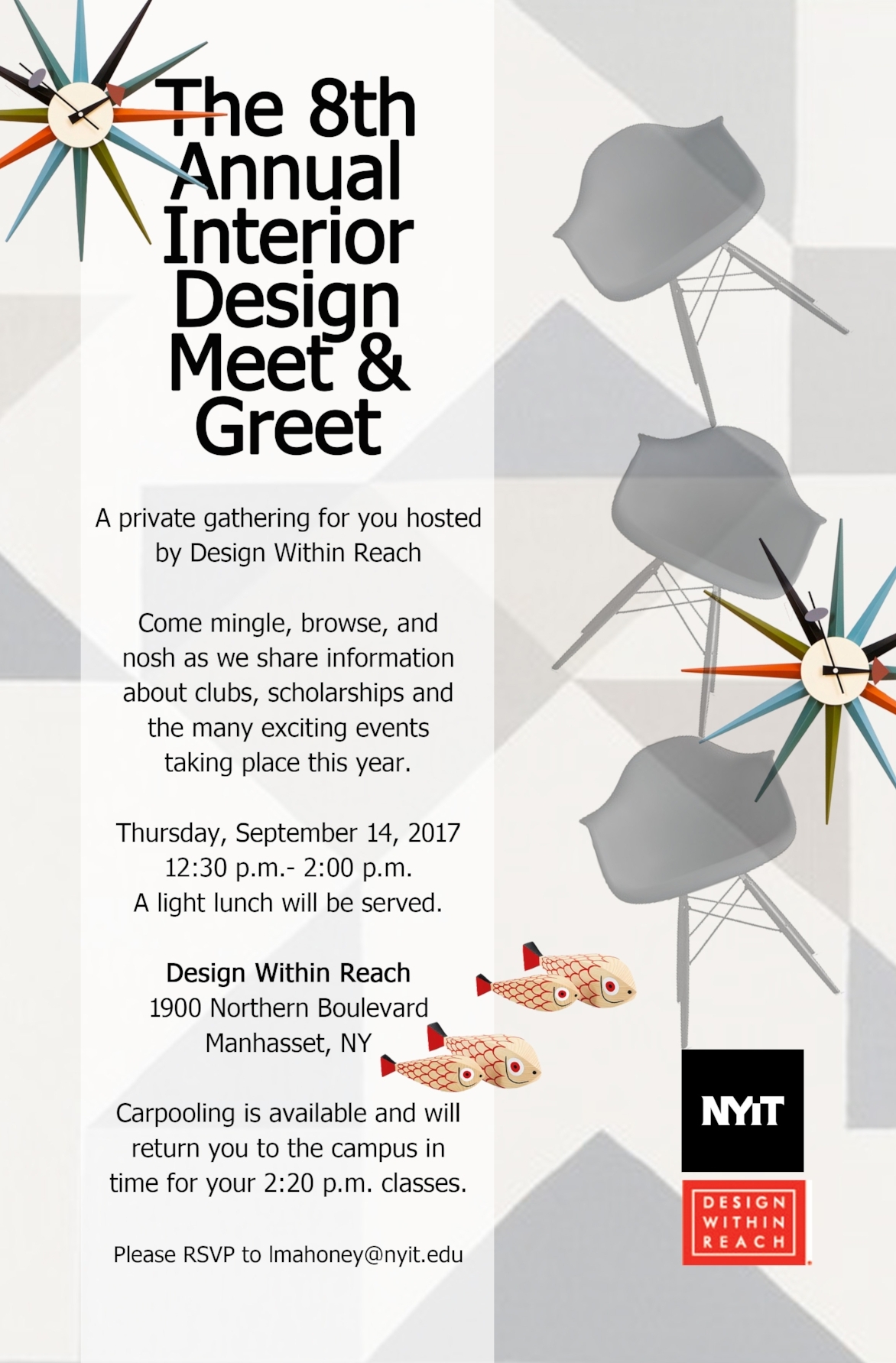 Annual Meet & Greet Invitation: designed for print and digital use, featuring products available at Design Within Reach