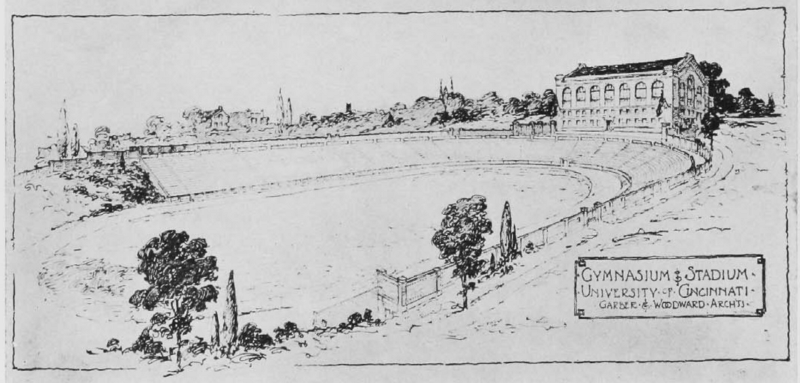 Architect’s illustration of Nippert Stadium, 1923. (UC Libraries)
