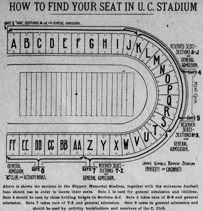 Nippert seating chart, 1925. (Enquirer)