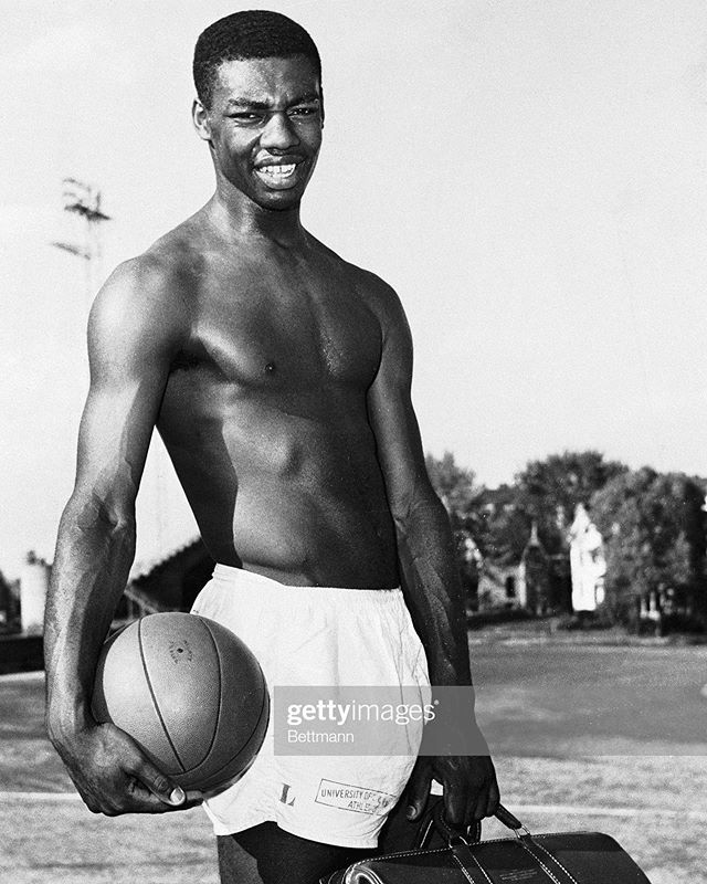 🐐 Oscar Robertson after a workout at UC in 1958. He told reporters he kept a basketball in his dorm room &ldquo;cause sometimes I just feel like dribbling.&rdquo;