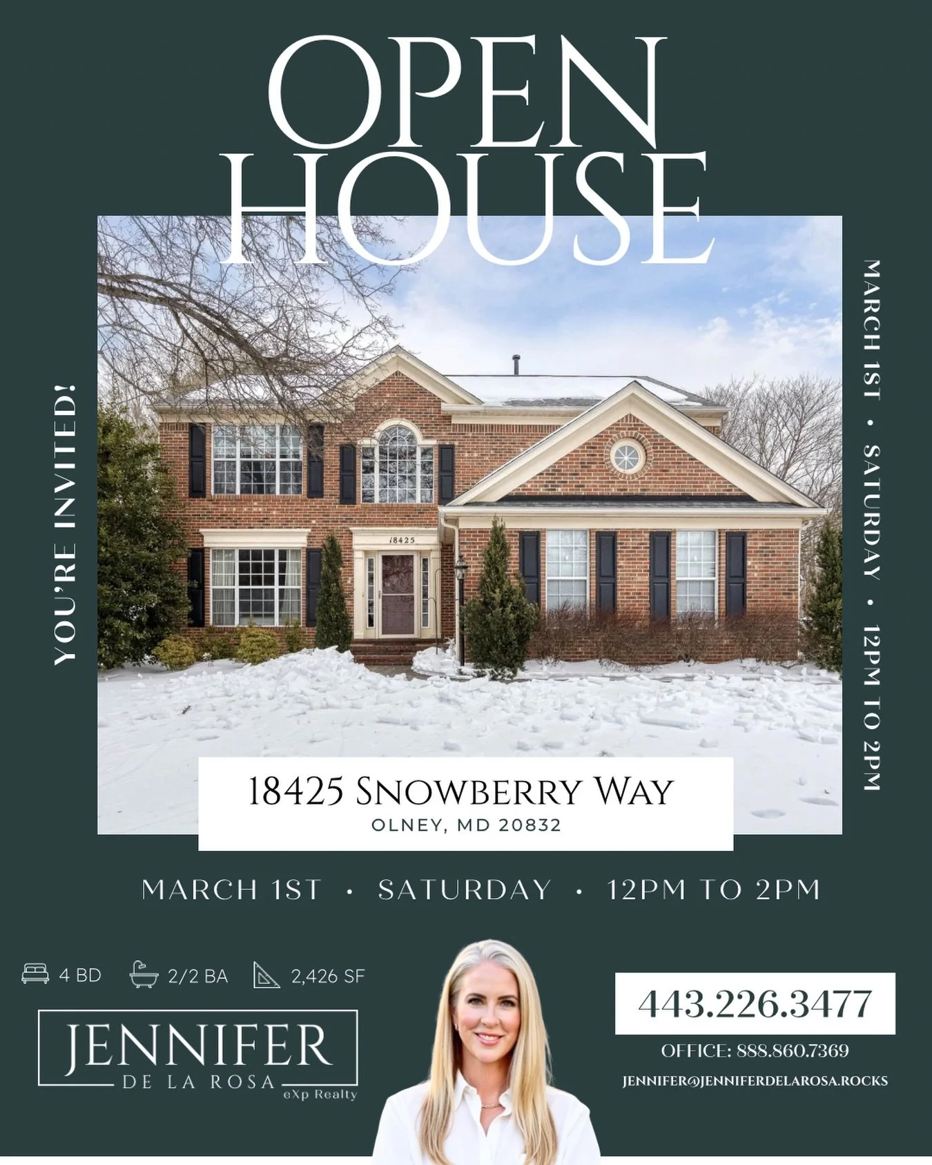 | OPEN HOUSE |

Join me today from 12 to 2 PM at 18425 Snowberry Way in Olney.

Offered for $850,000 and has so many thoughtful updates and improvements.

Link below to full listing! 

https://www.homes.com/property/18425-snowberry-way-olney-md/f6286