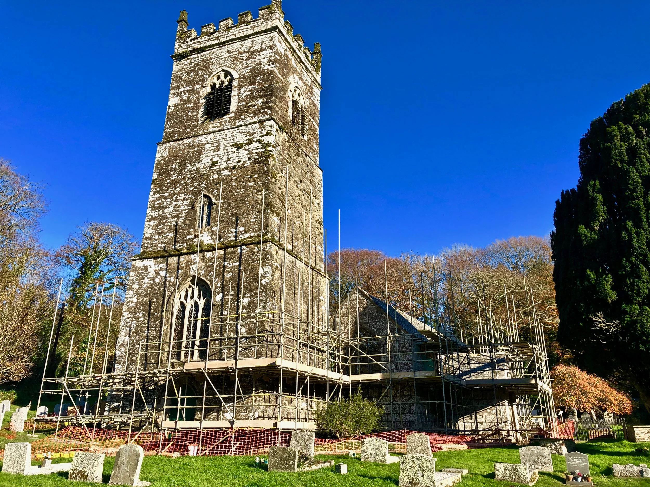 looking east…..It is a lot of scaffold poles!
