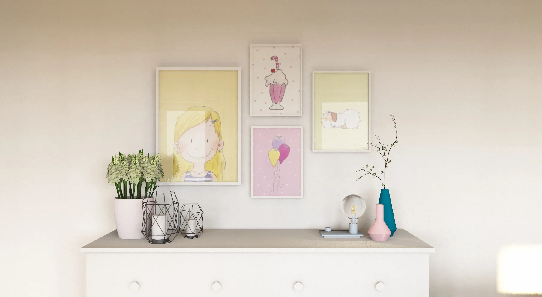Bilderkombi in pink - Kinderzimmer