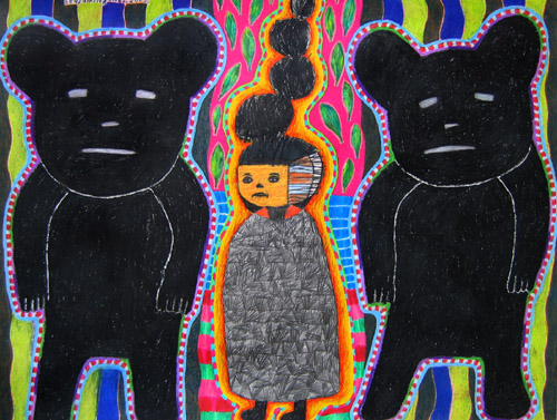 Isolation by Protection Mixed media on paper 23" x 29"