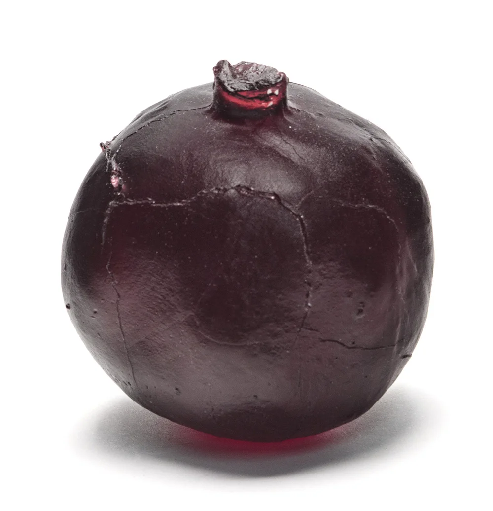 Two Red Pomegranates Cast Glass