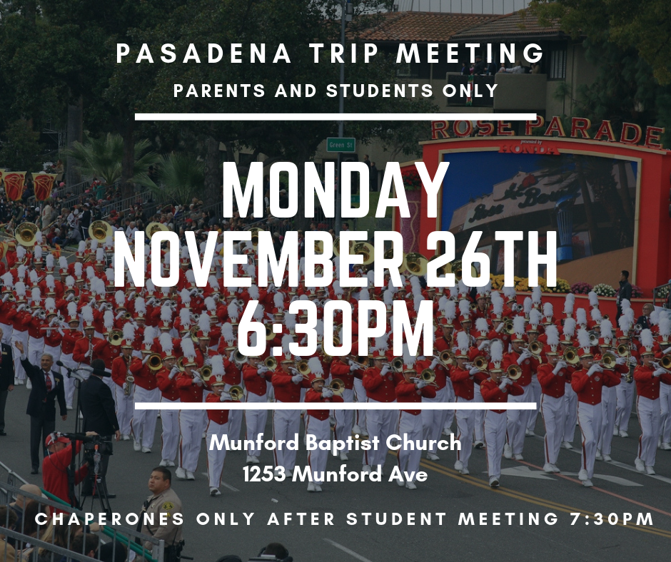 PASADENA TRIP MEETING - NOV 26TH