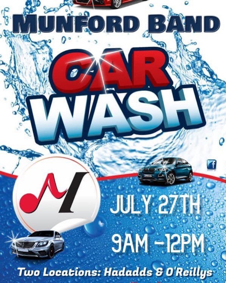 Get your car washed today by the Munford High School Band! Two locations! #munfordband #carwash