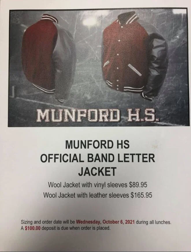 2021 Band Letter Jackets Ordering!