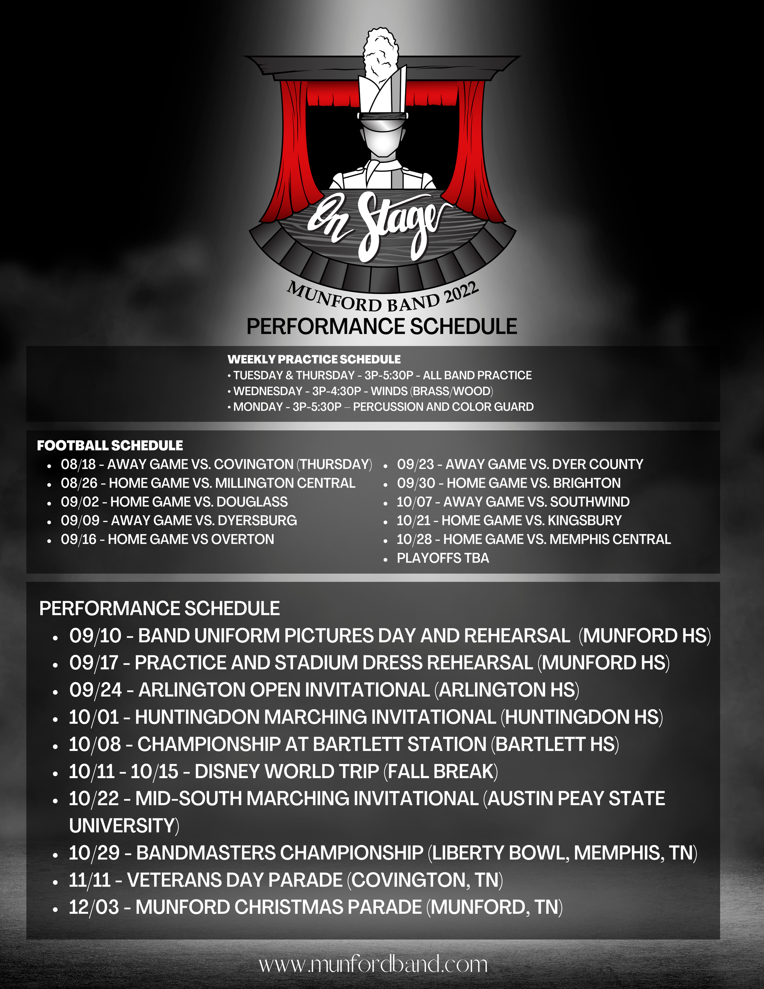 Competition Schedule for 2022 Season
