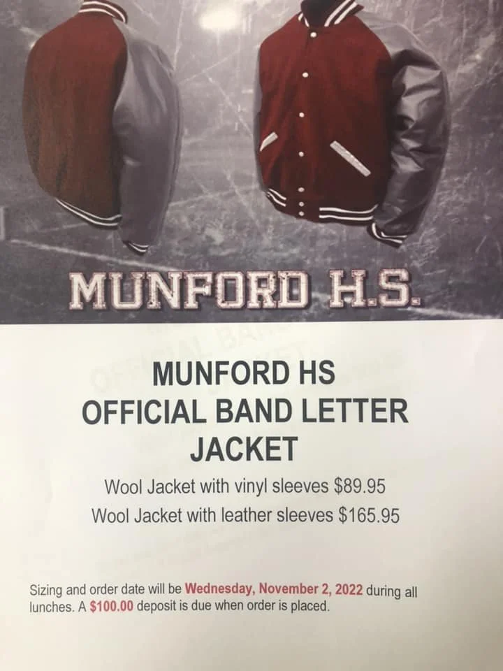 2022 Band Letter Jackets Ordering!
