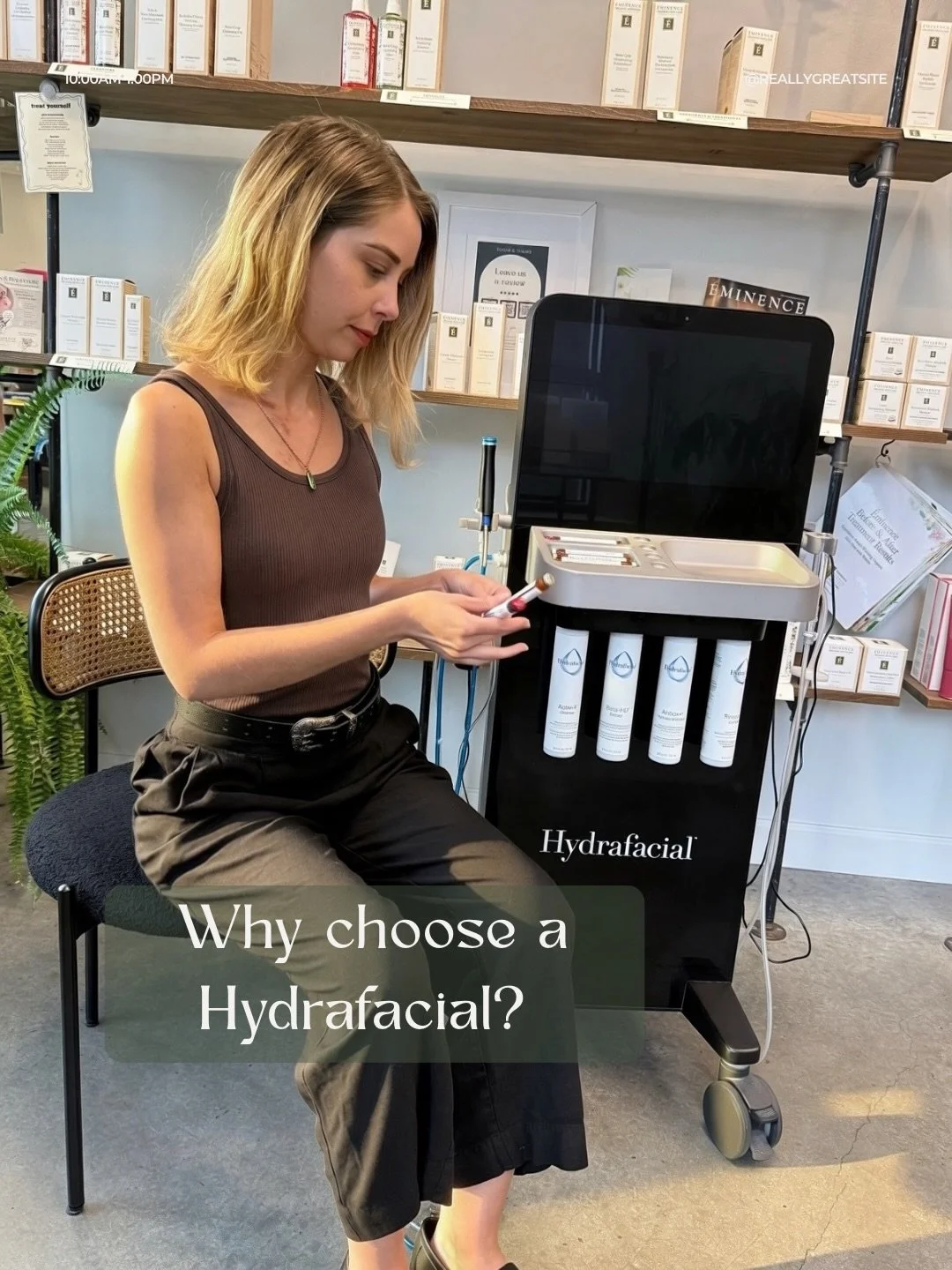 Why a HYDRAFACIAL, you ask? 

The one &amp; only HydraFacial is the best skin treatment for SO MANY reasons.

Extreme hydration ✔️
Deep pore cleanse ✔️
Gentle extractions ✔️
Creates smoother texture ✔️
Helps clear breakouts ✔️
Helps brighten the skin