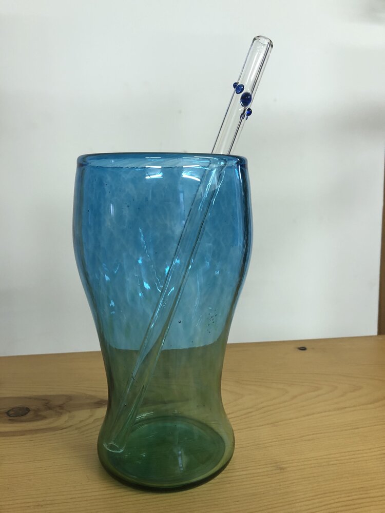 Glass Straw Set - Cobalt Blue