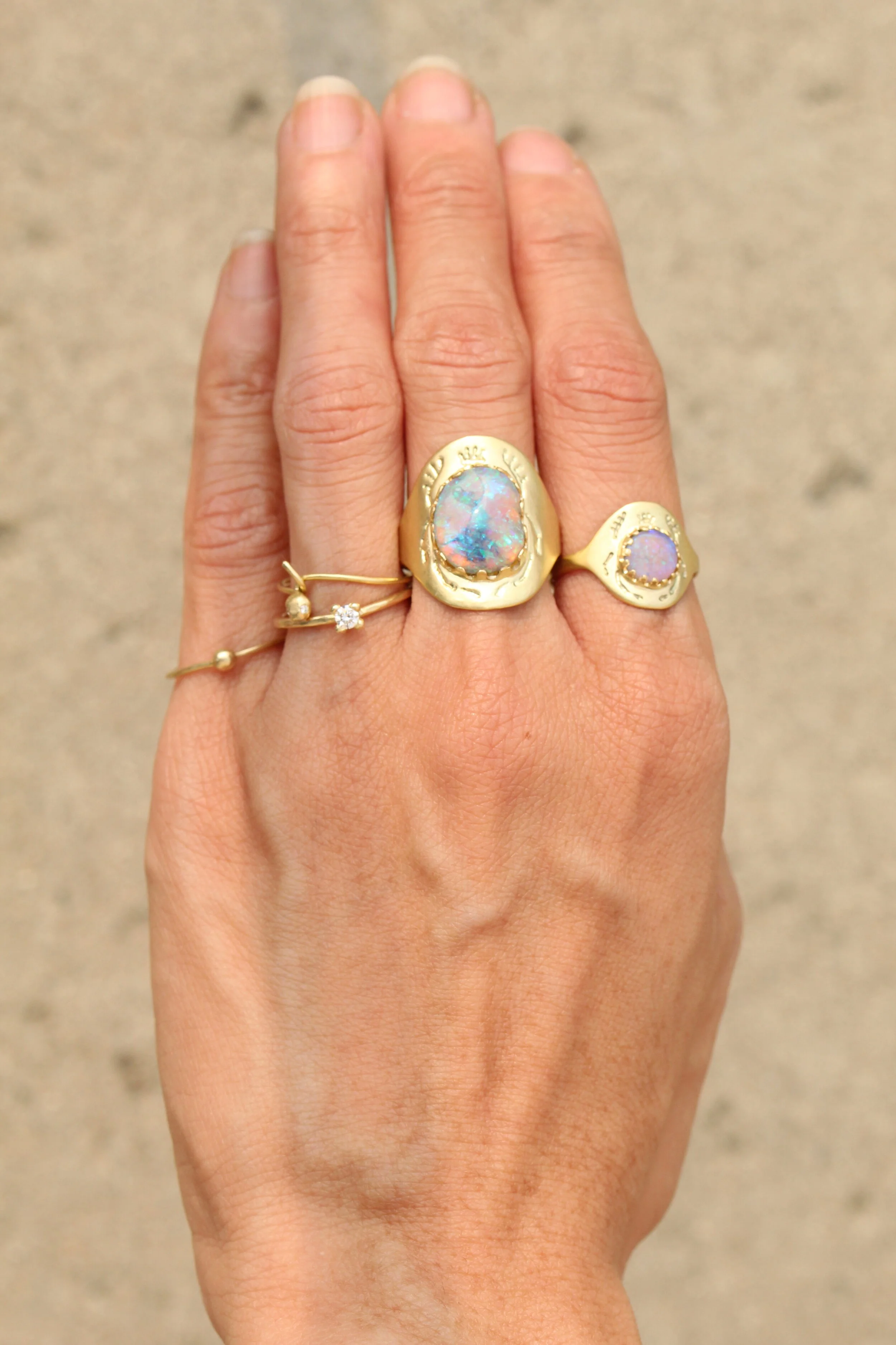 Ancients Curved Opal Scarab Singnet Ring — Black Barc
