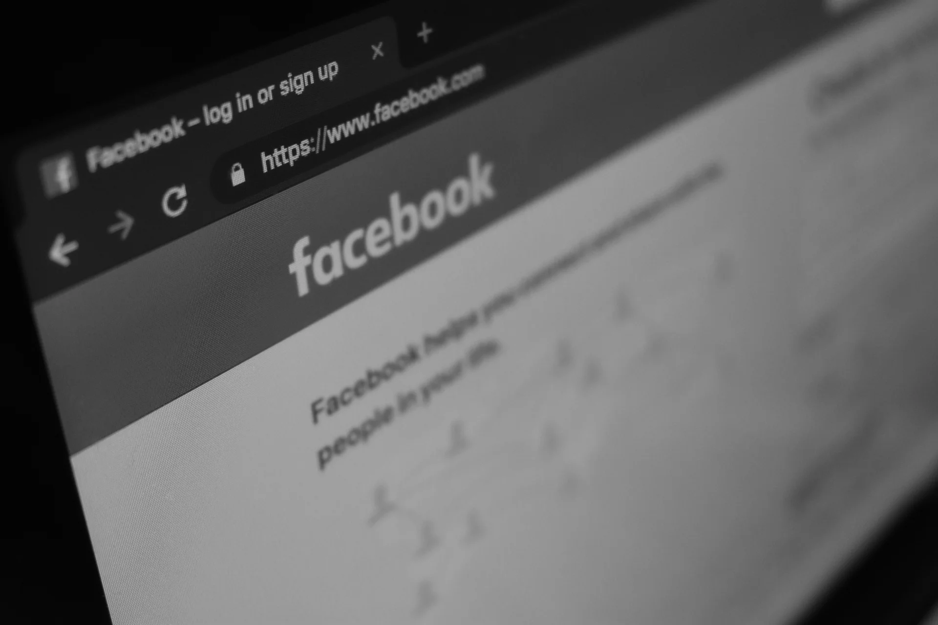 A computer screen with Facebook’s login page