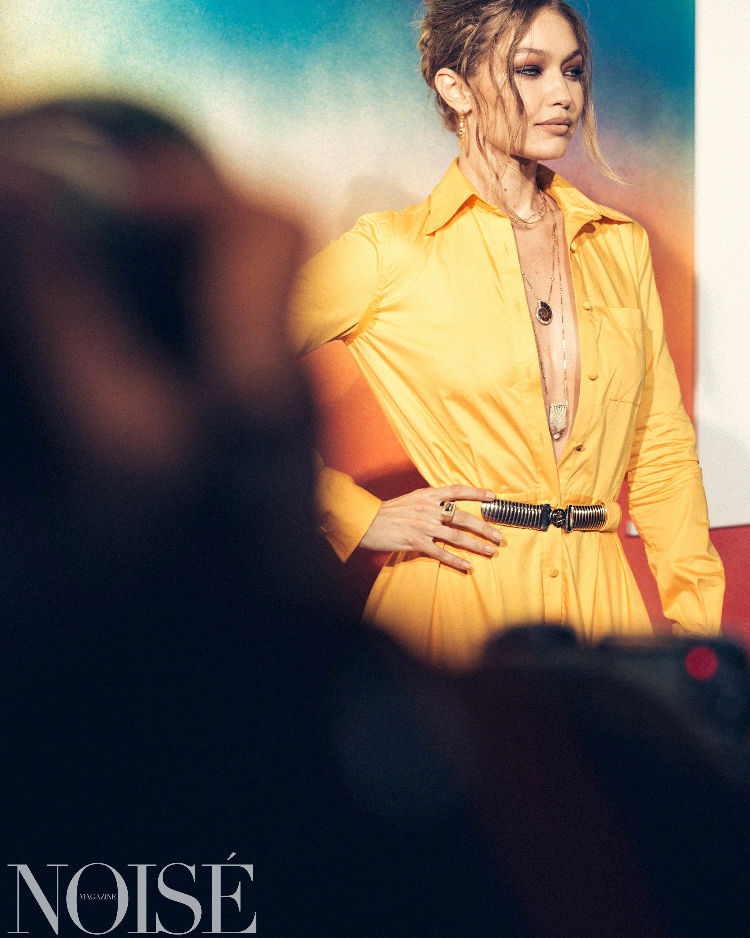 Gigi Hadid wearing Brandon Maxwell Jacquie Aiche at BoF 500 gala, Photograph by Siyu Tang