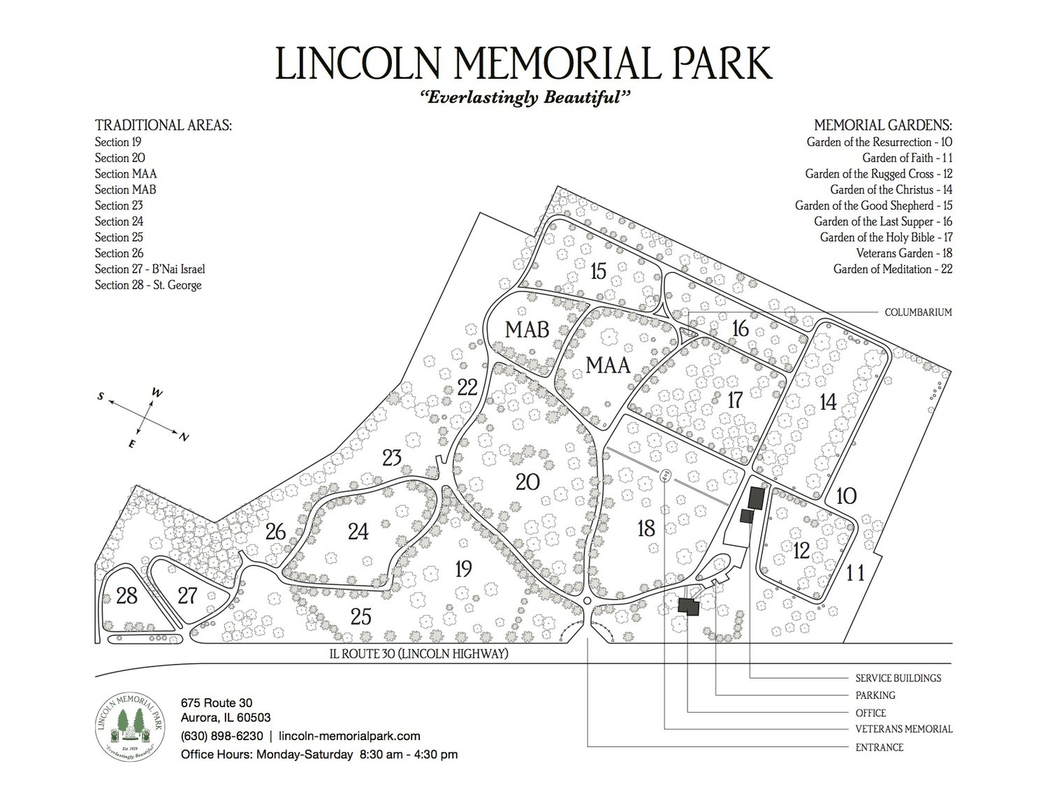 Memorial Gardens Park Map Lincoln Memorial Park