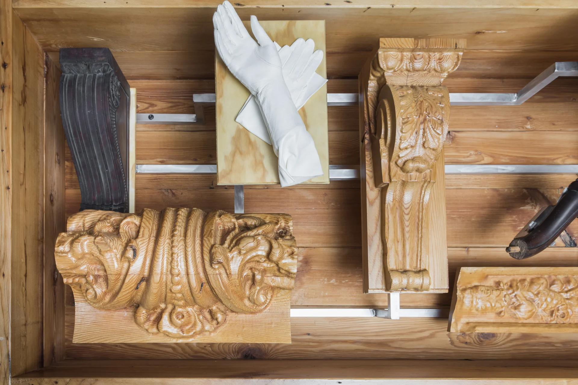The Patient Collection . Detail of objects inside crate. 