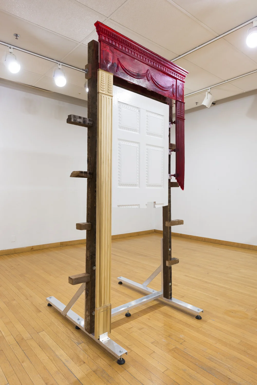 Untitled (Federal Period), 2015. Cast urethane, salvaged pine, poplar, fir, plywood, aluminum, polyethylene, hardware and enamel. 95” x 50” x 48.”