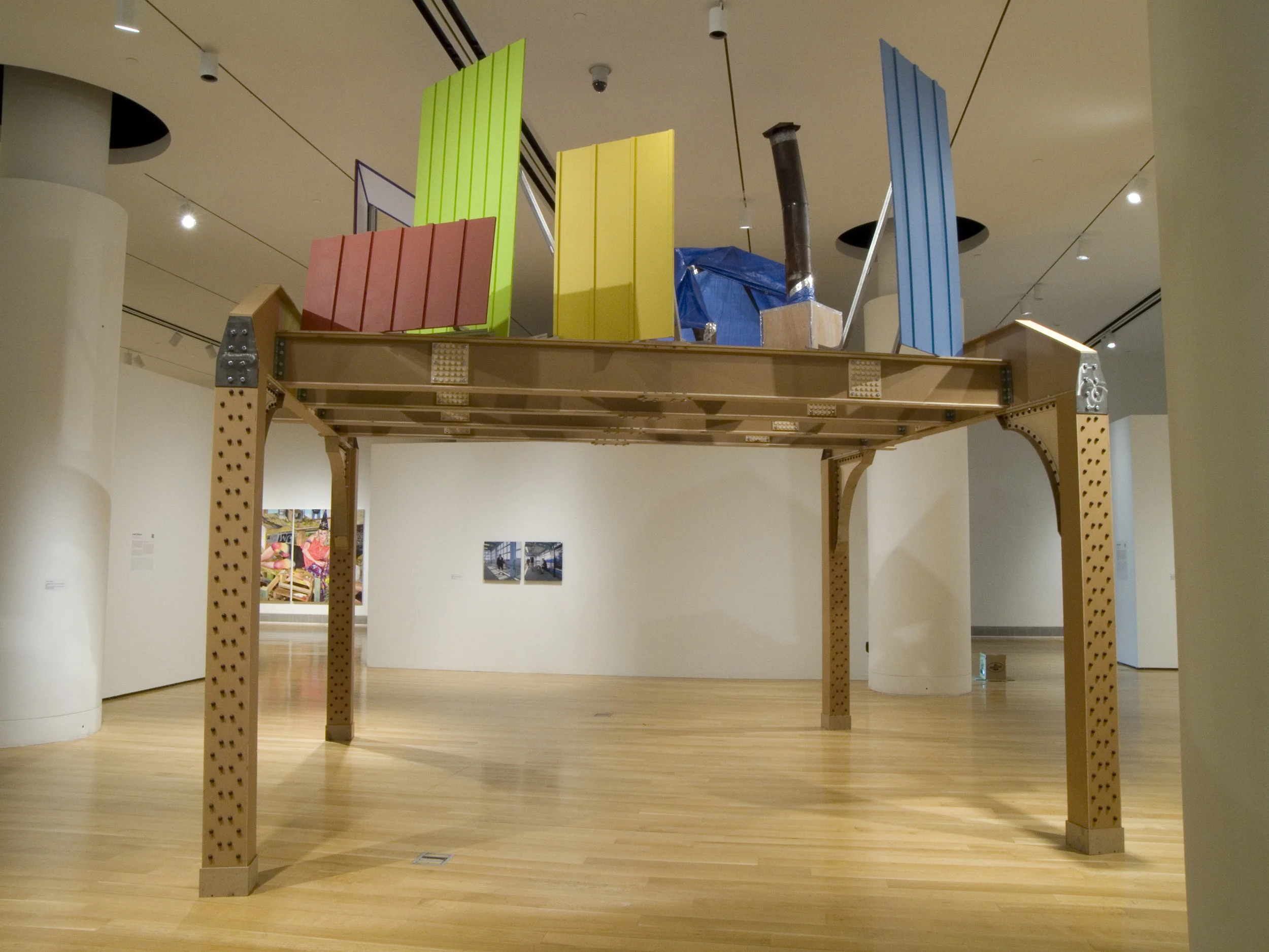 Untitled (Set for a Homestead) 2011. Plywood, steel, acrylic, found objects and mixed media. 16' x 16' x 12.'