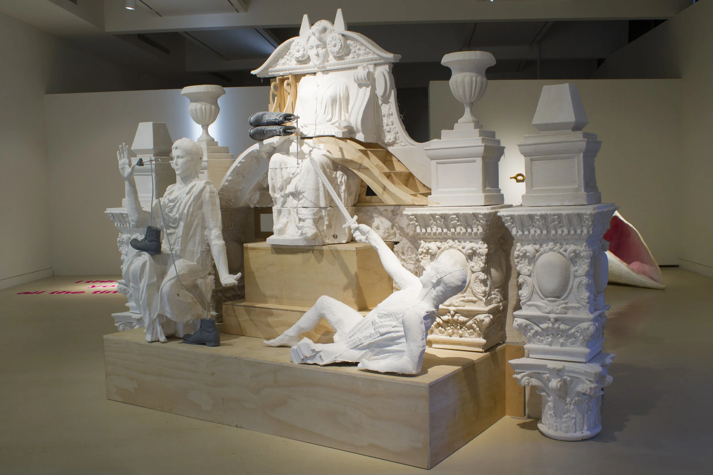 A Film for the Theatre/A Theatre for the Film, 2018. 12’ x 14’ x 8’ Fiberglass-reinforced plaster, wood, steel, aluminum and cast urethane.